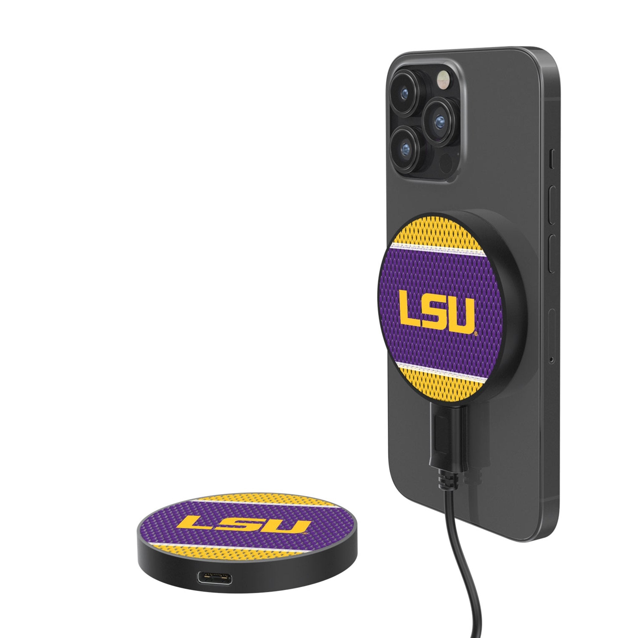 Louisiana State University Tigers Mesh 15-Watt Wireless Magnetic Charger - Sports Gifts, Sports Memorabilia, Sports Collectibles, Fan Shop