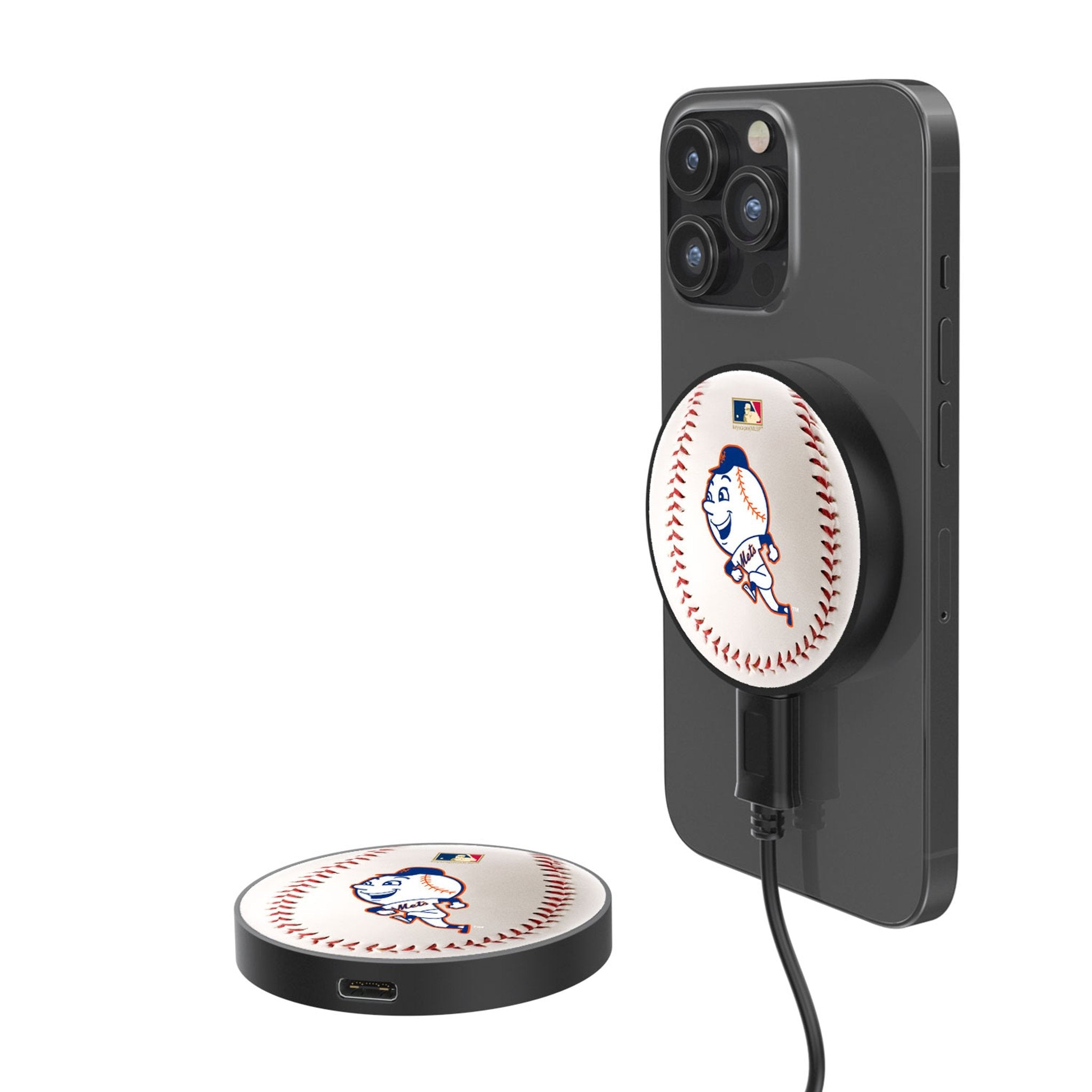 New York Mets 2014 - Cooperstown Collection Baseball 15-Watt Wireless Magnetic Charger - Sports Gifts, Sports Memorabilia, Sports Collectibles, Fan Shop