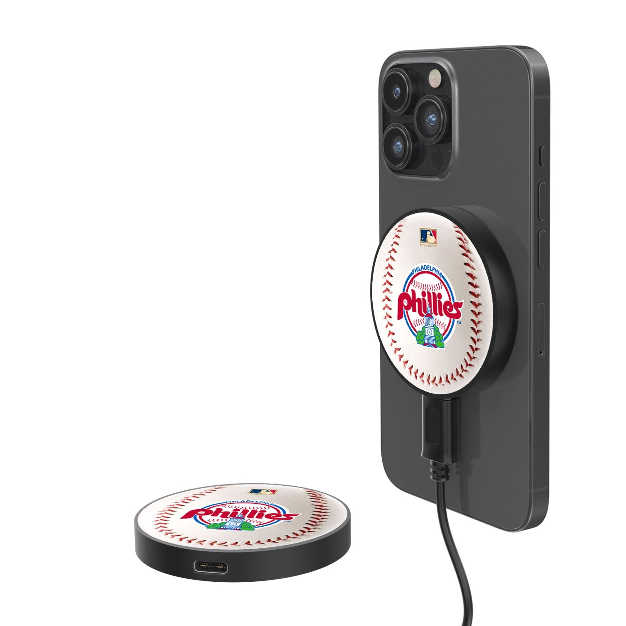 Philadelphia Phillies 1984-1991 - Cooperstown Collection Baseball 15-Watt Wireless Magnetic Charger - Sports Gifts, Sports Memorabilia, Sports Collectibles, Fan Shop