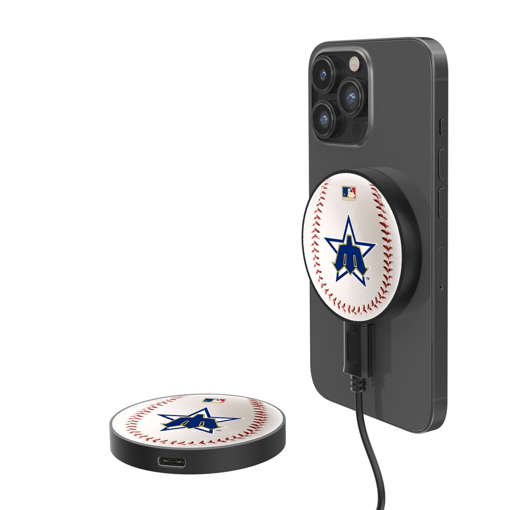 Seattle Mariners 1981-1986 - Cooperstown Collection Baseball 15-Watt Wireless Magnetic Charger - Sports Gifts, Sports Memorabilia, Sports Collectibles, Fan Shop