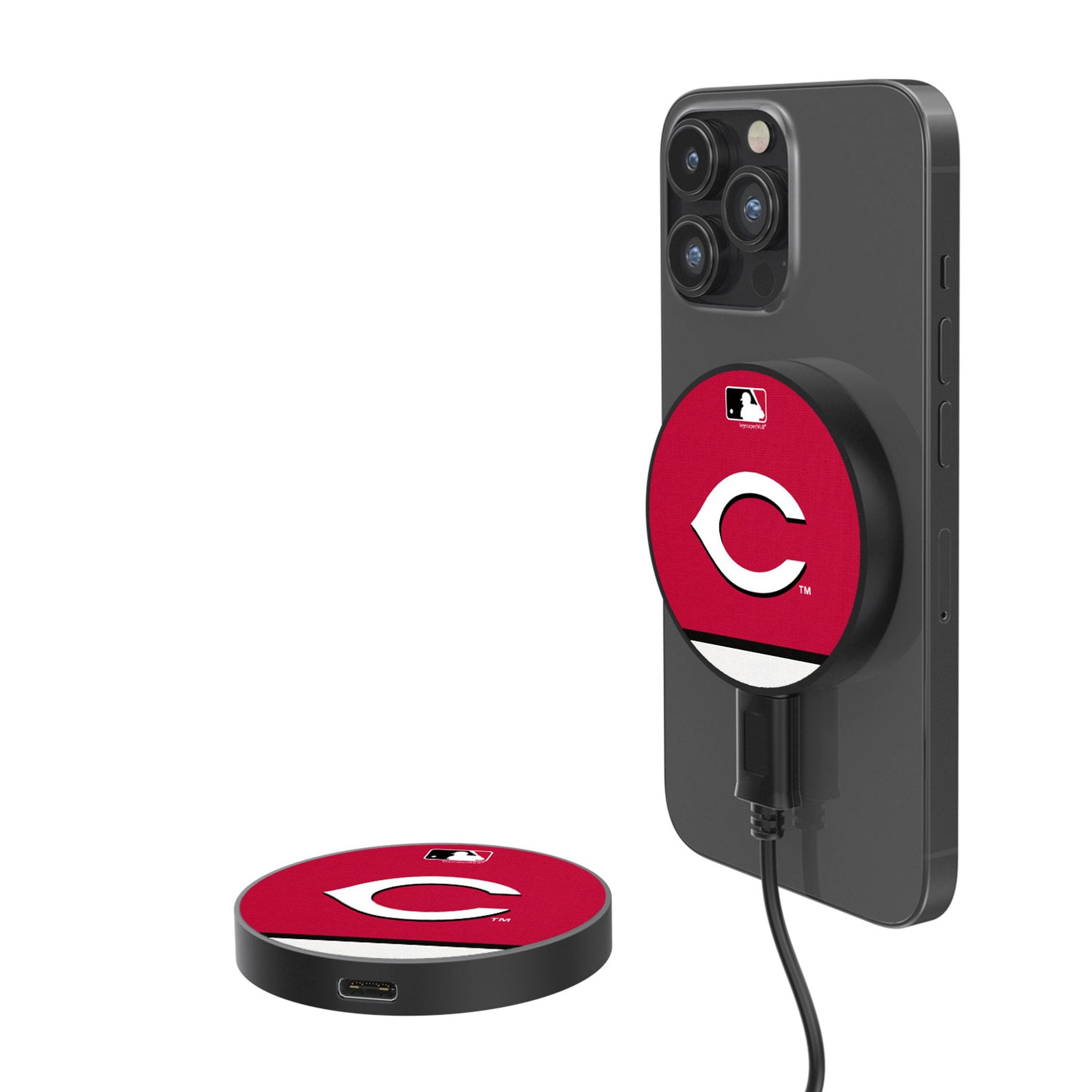 Cincinnati Reds Stripe 15-Watt Wireless Magnetic Charger - Sports Gifts, Sports Memorabilia, Sports Collectibles, Fan Shop