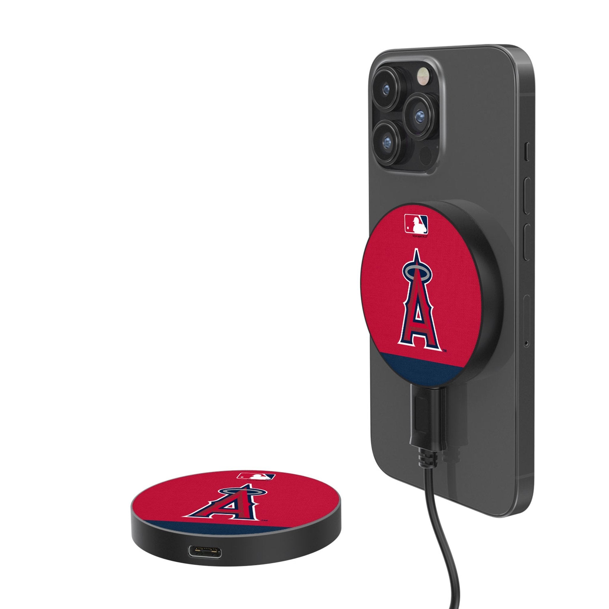 Los Angeles Angels Stripe 15-Watt Wireless Magnetic Charger - Sports Gifts, Sports Memorabilia, Sports Collectibles, Fan Shop