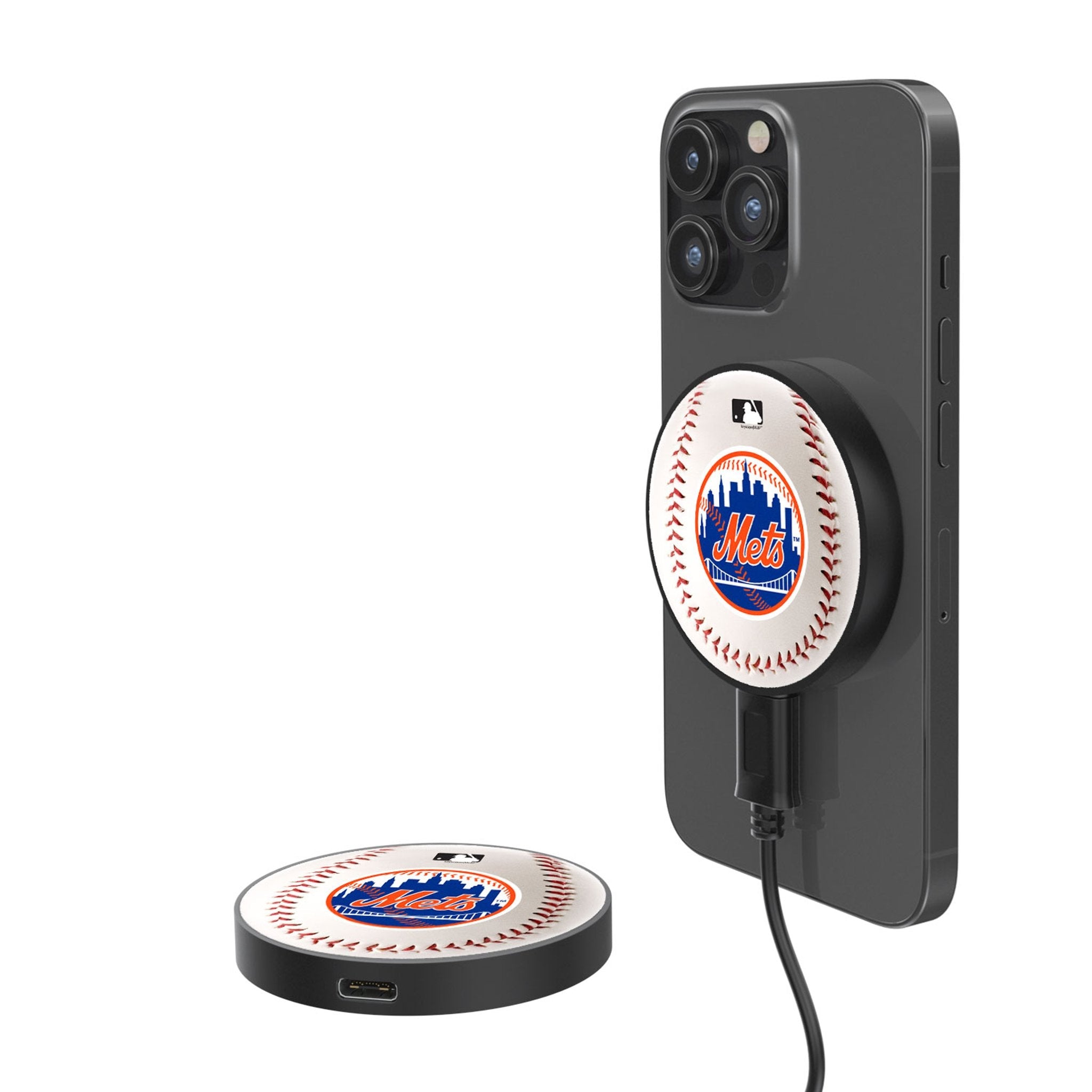 New York Mets Baseball 15-Watt Wireless Magnetic Charger - Sports Gifts, Sports Memorabilia, Sports Collectibles, Fan Shop