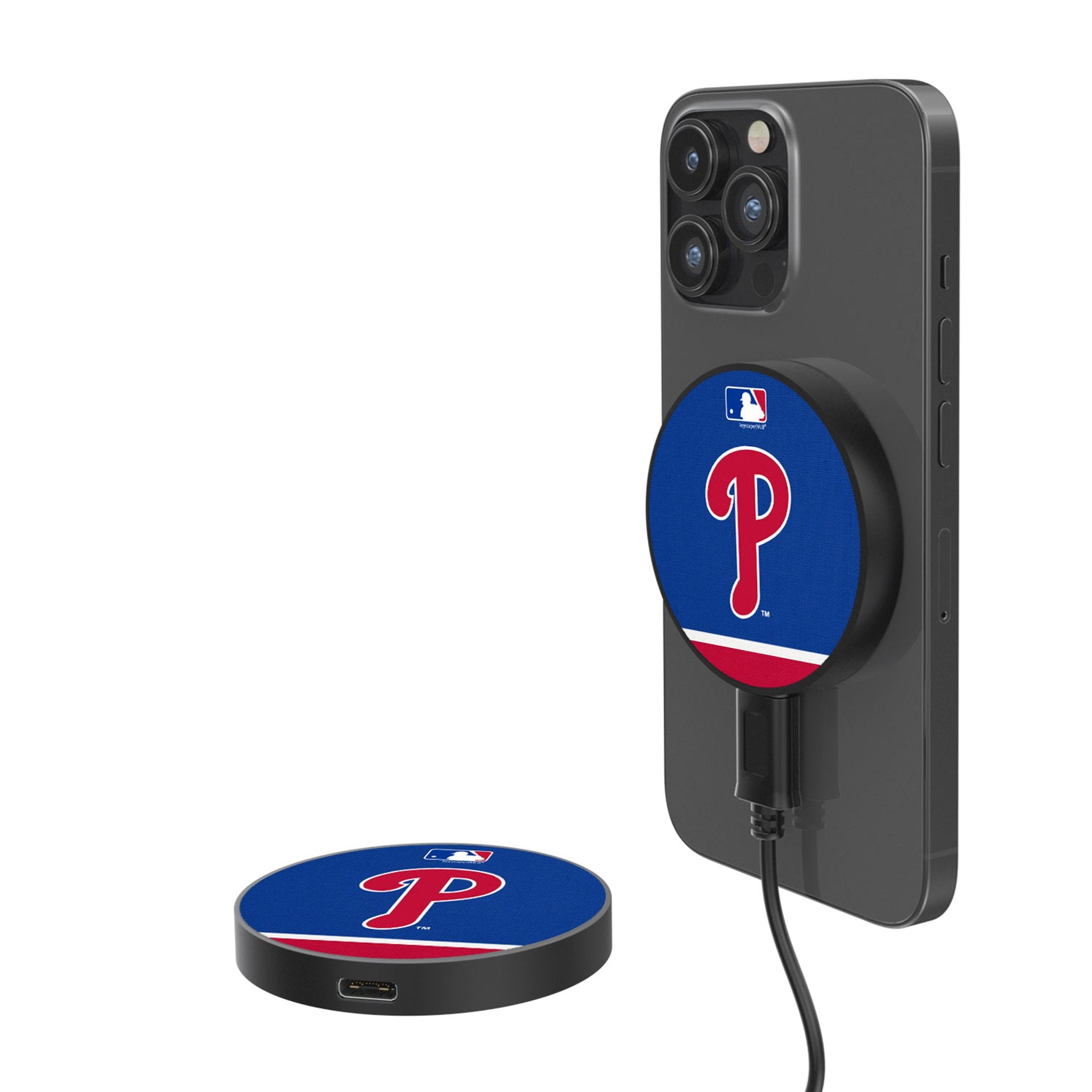 Philadelphia Phillies Stripe 15-Watt Wireless Magnetic Charger - Sports Gifts, Sports Memorabilia, Sports Collectibles, Fan Shop