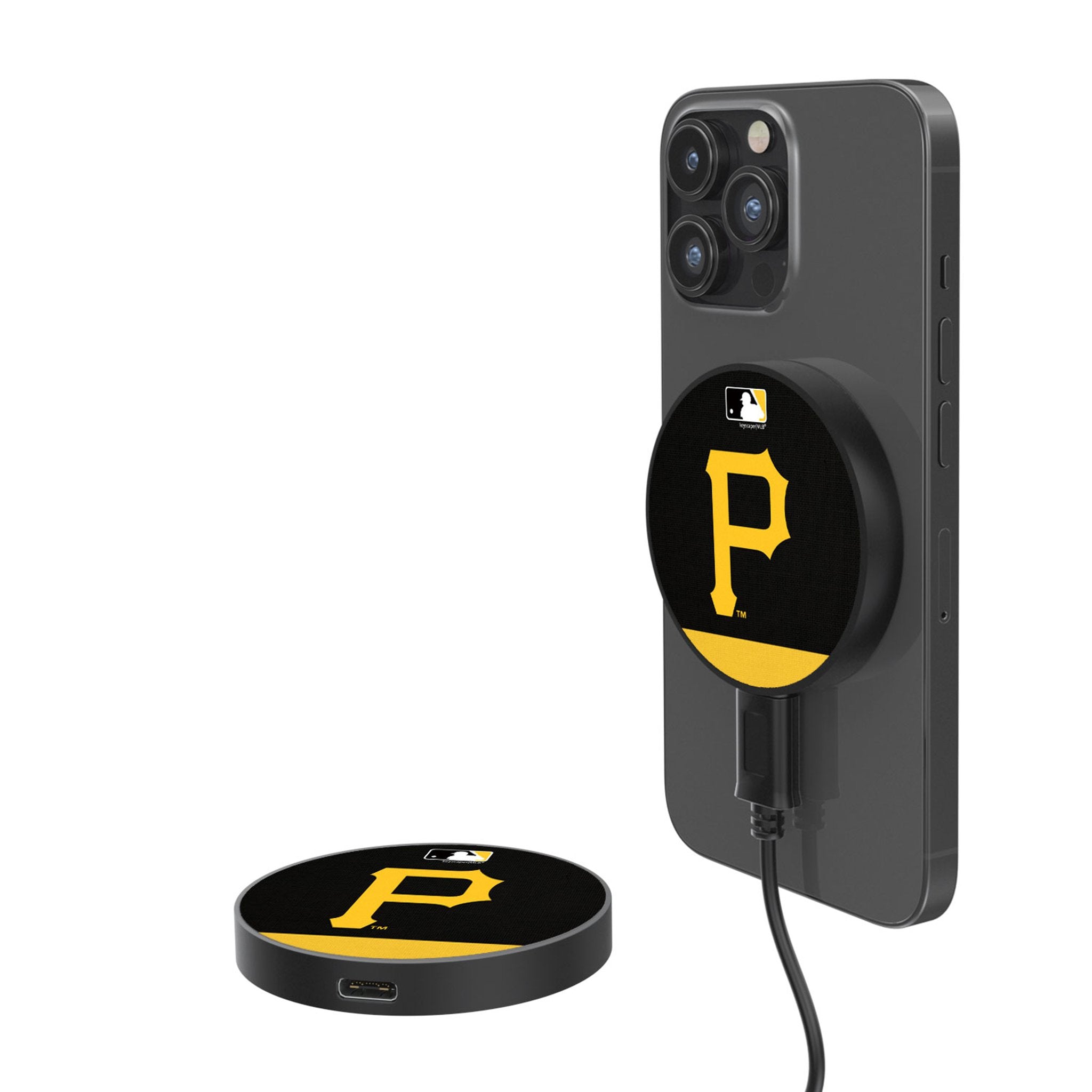 Pittsburgh Pirates Stripe 15-Watt Wireless Magnetic Charger - Sports Gifts, Sports Memorabilia, Sports Collectibles, Fan Shop