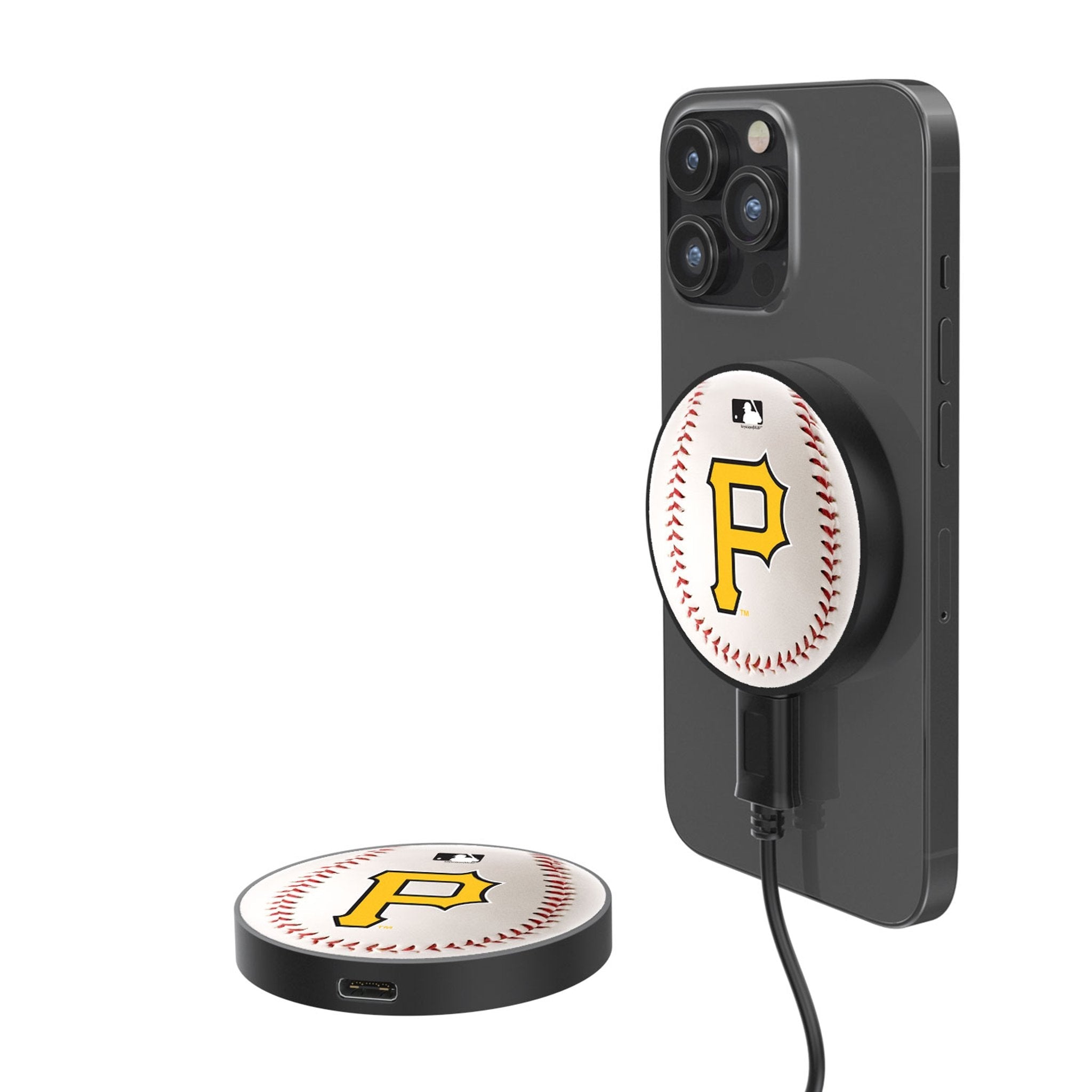 Pittsburgh Pirates Baseball 15-Watt Wireless Magnetic Charger - Sports Gifts, Sports Memorabilia, Sports Collectibles, Fan Shop