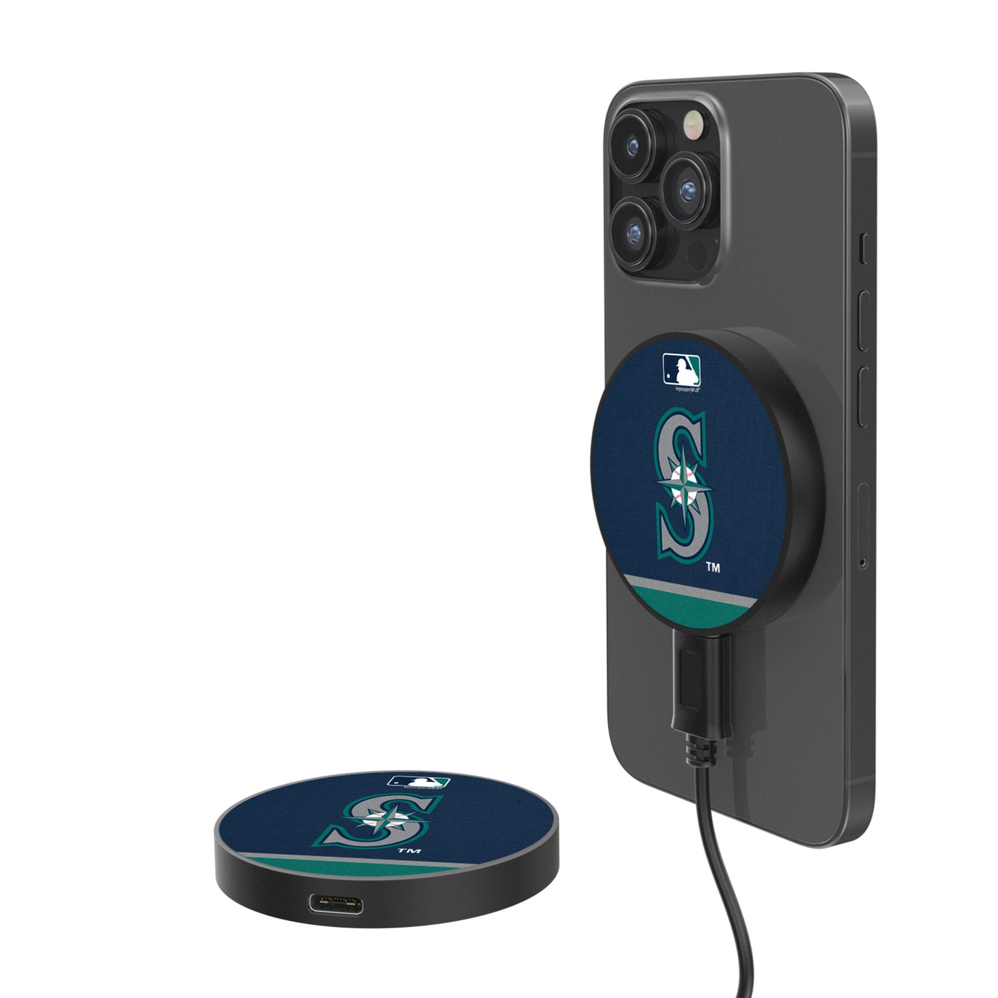 Seattle Mariners Stripe 15-Watt Wireless Magnetic Charger - Sports Gifts, Sports Memorabilia, Sports Collectibles, Fan Shop
