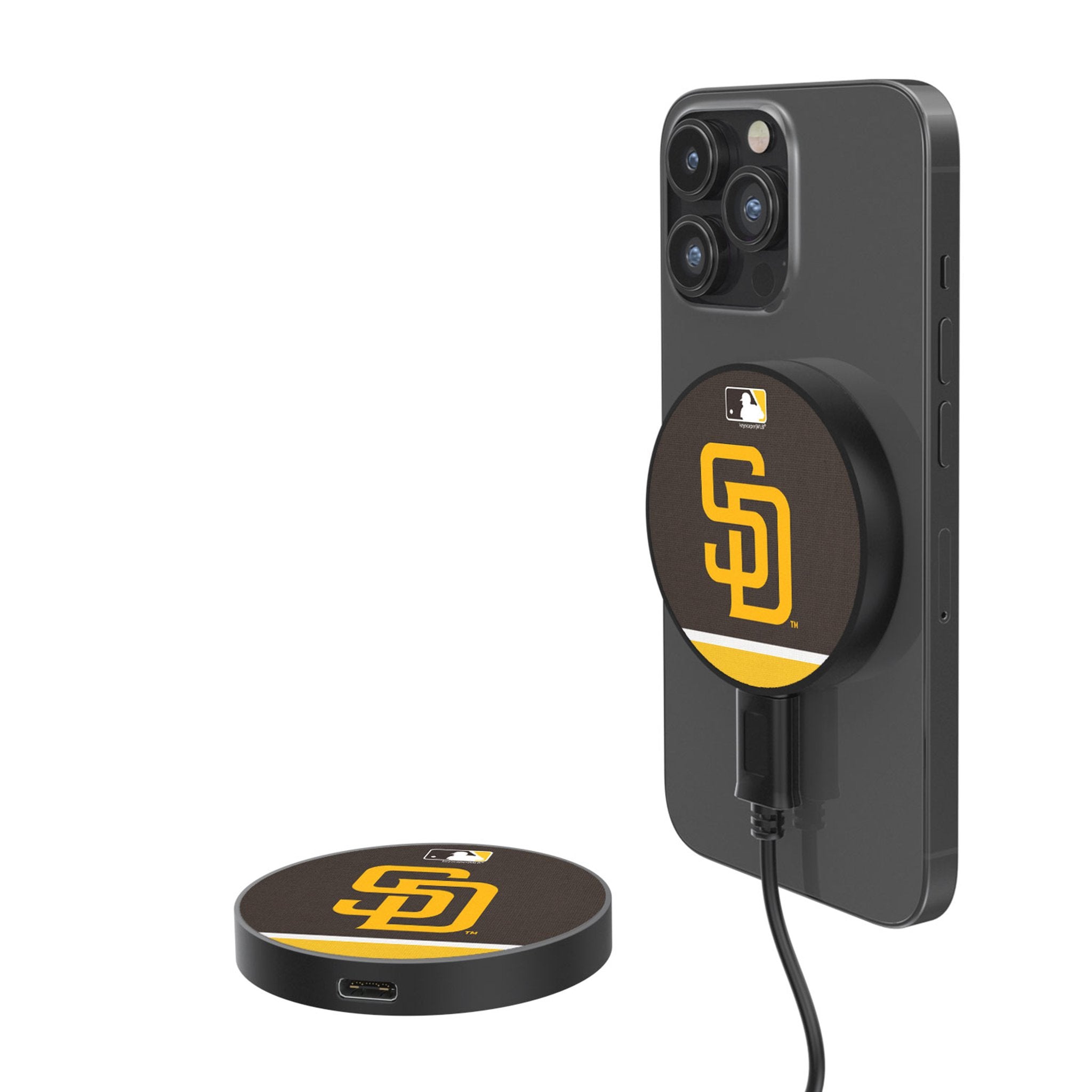 San Diego Padres Stripe 15-Watt Wireless Magnetic Charger - Sports Gifts, Sports Memorabilia, Sports Collectibles, Fan Shop
