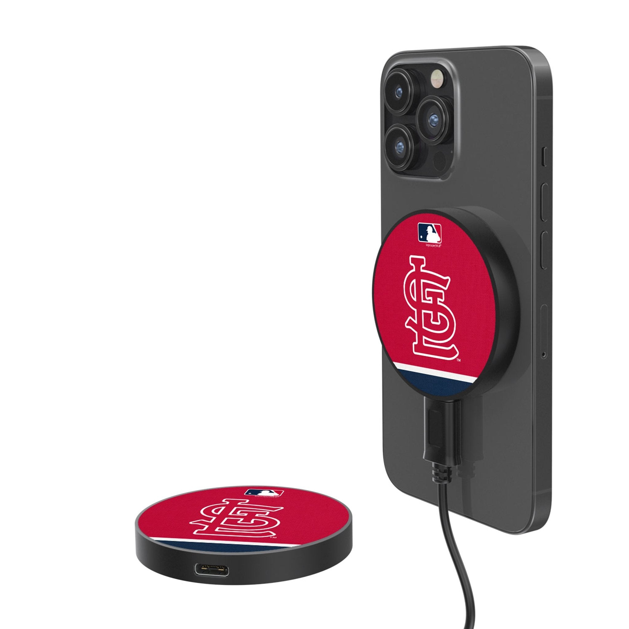 St Louis Cardinals Stripe 15-Watt Wireless Magnetic Charger - Sports Gifts, Sports Memorabilia, Sports Collectibles, Fan Shop