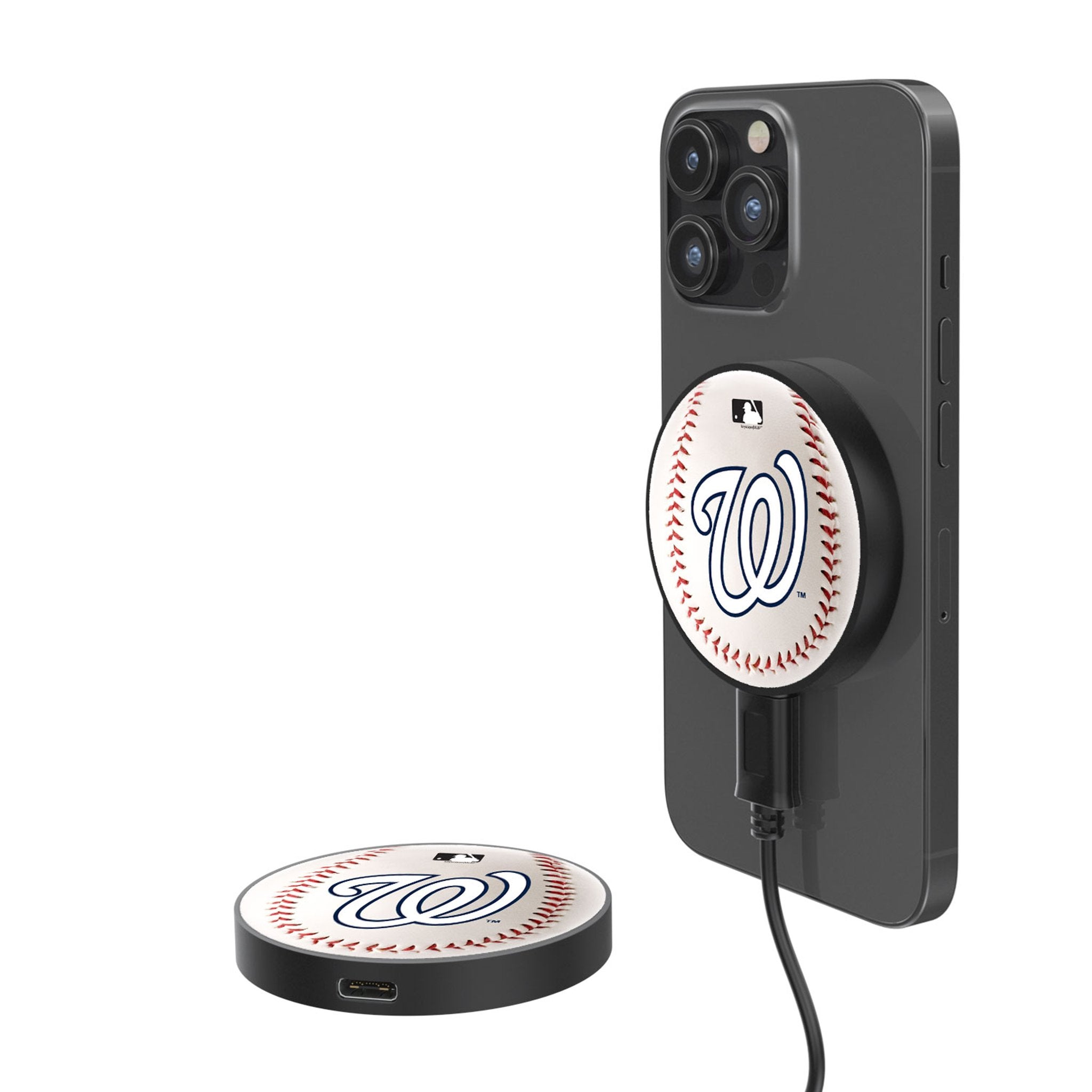 Washington Nationals Baseball 15-Watt Wireless Magnetic Charger - Sports Gifts, Sports Memorabilia, Sports Collectibles, Fan Shop