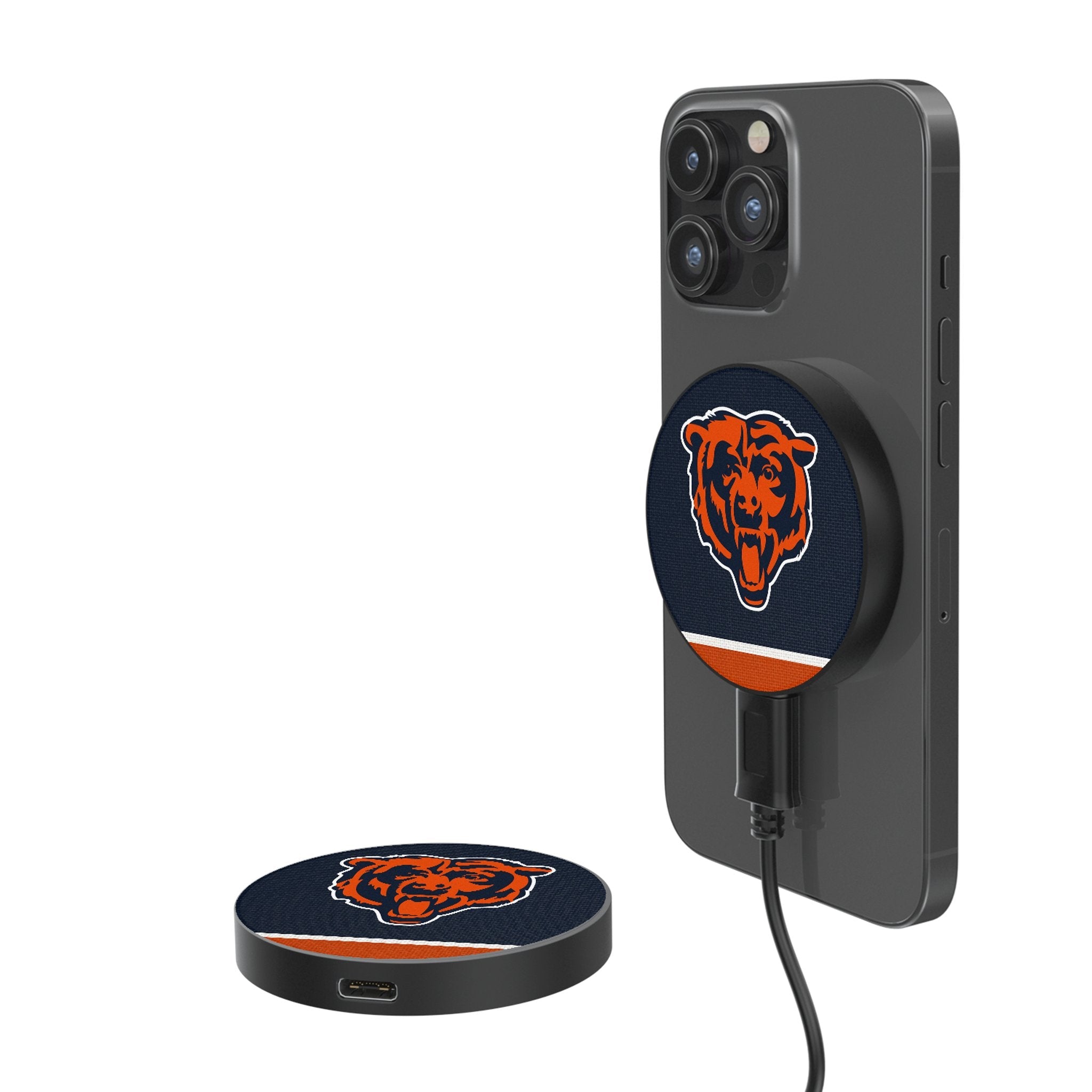 Chicago Bears Stripe 15-Watt Wireless Magnetic Charger - Sports Gifts, Sports Memorabilia, Sports Collectibles, Fan Shop