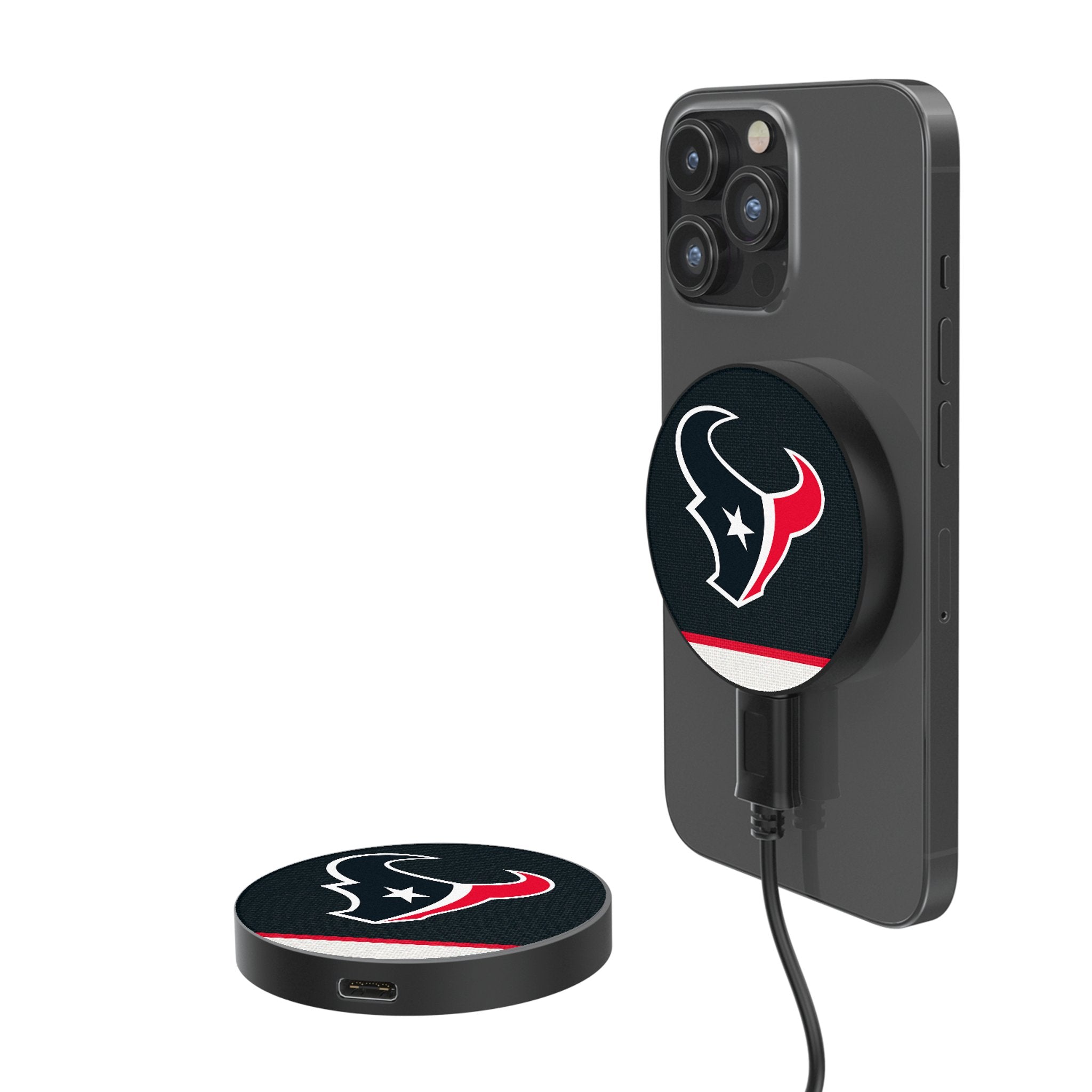 Houston Texans Stripe 15-Watt Wireless Magnetic Charger - Sports Gifts, Sports Memorabilia, Sports Collectibles, Fan Shop