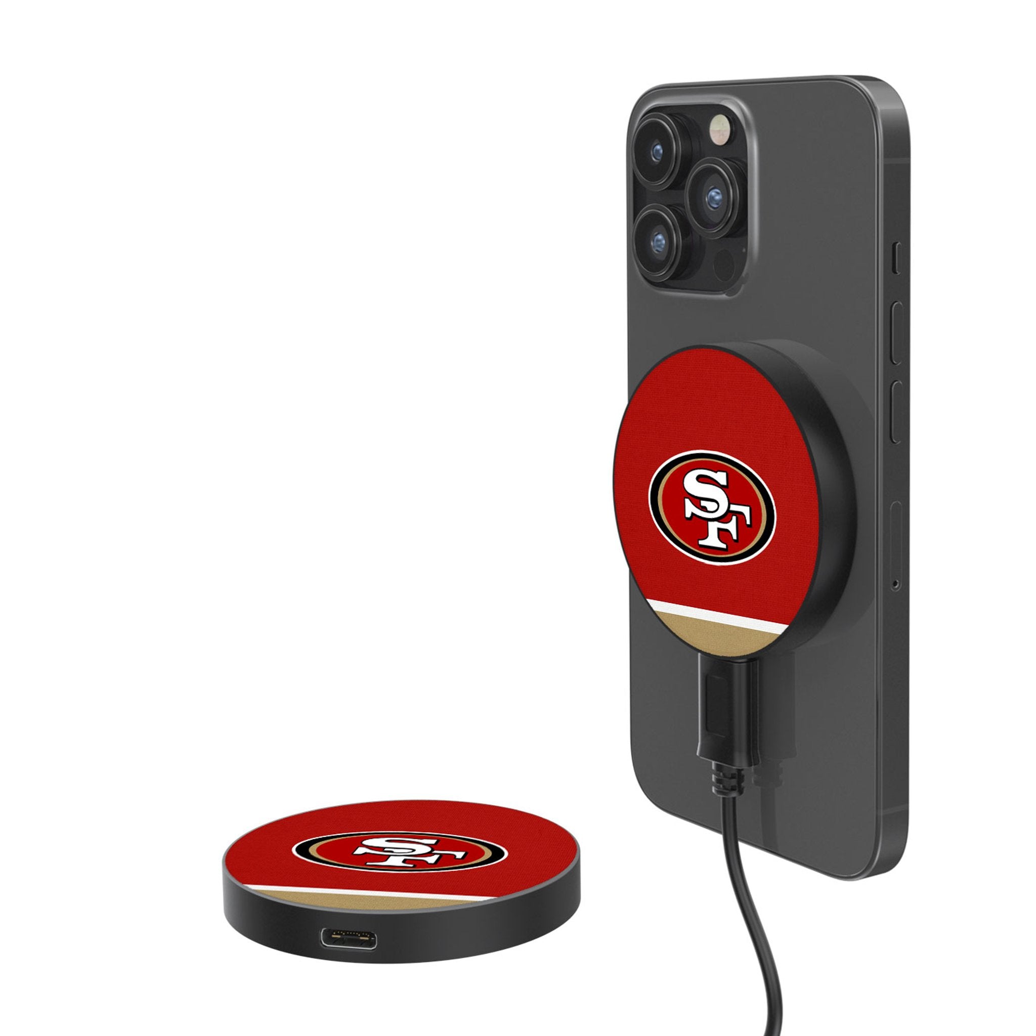 San Francisco 49ers Stripe 15-Watt Wireless Magnetic Charger - Sports Gifts, Sports Memorabilia, Sports Collectibles, Fan Shop