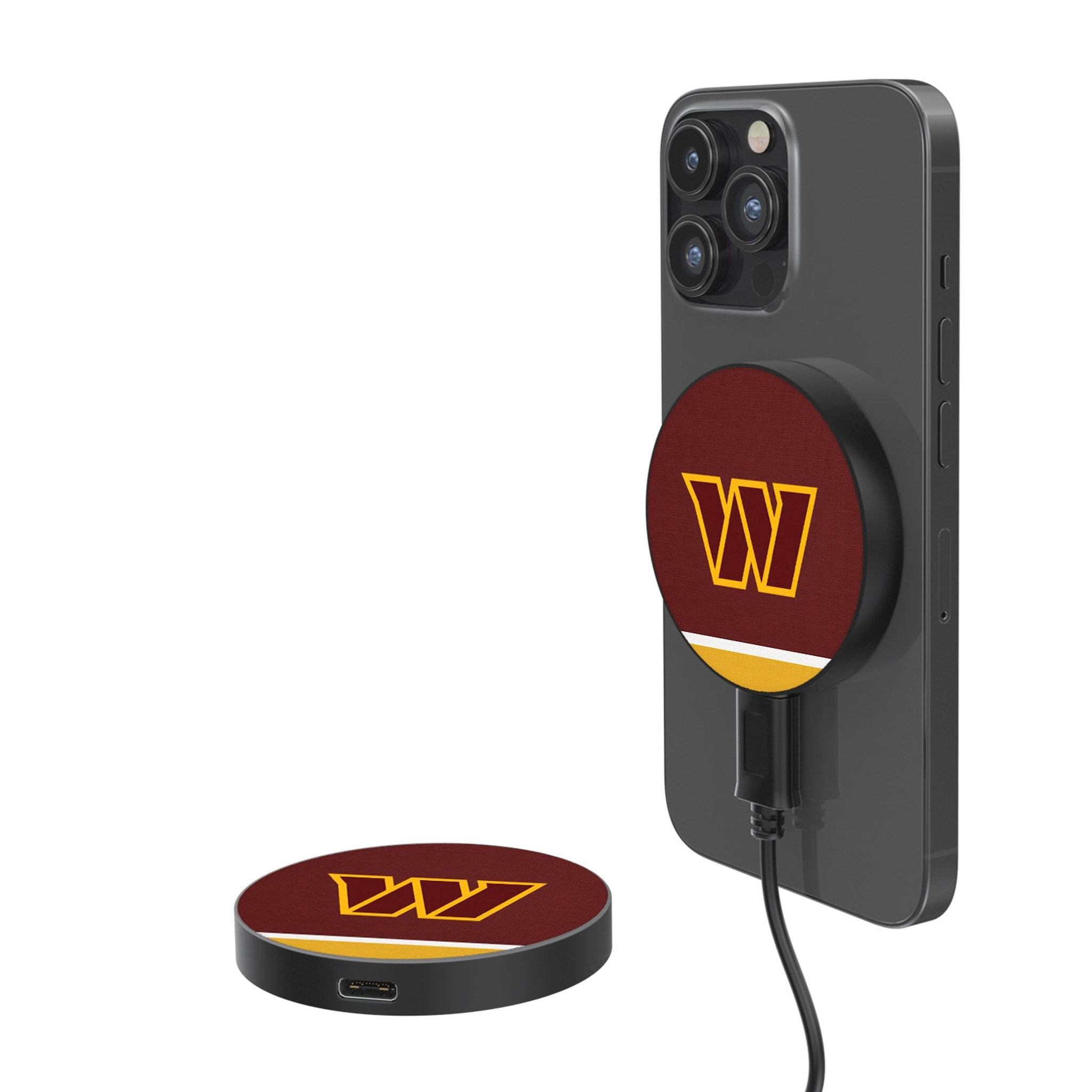 Washington Commanders Stripe 15-Watt Wireless Magnetic Charger - Sports Gifts, Sports Memorabilia, Sports Collectibles, Fan Shop