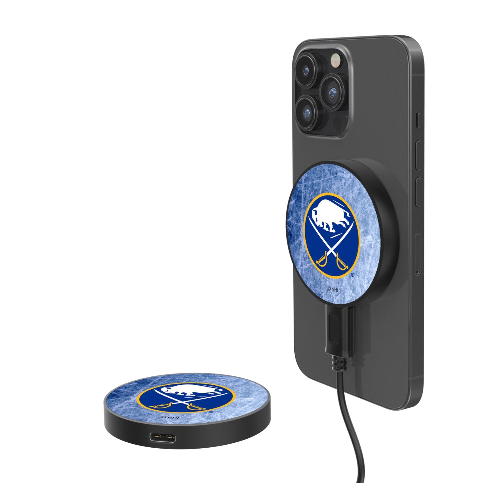 Buffalo Sabres Ice Flood 15-Watt Wireless Magnetic Charger - Sports Gifts, Sports Memorabilia, Sports Collectibles, Fan Shop