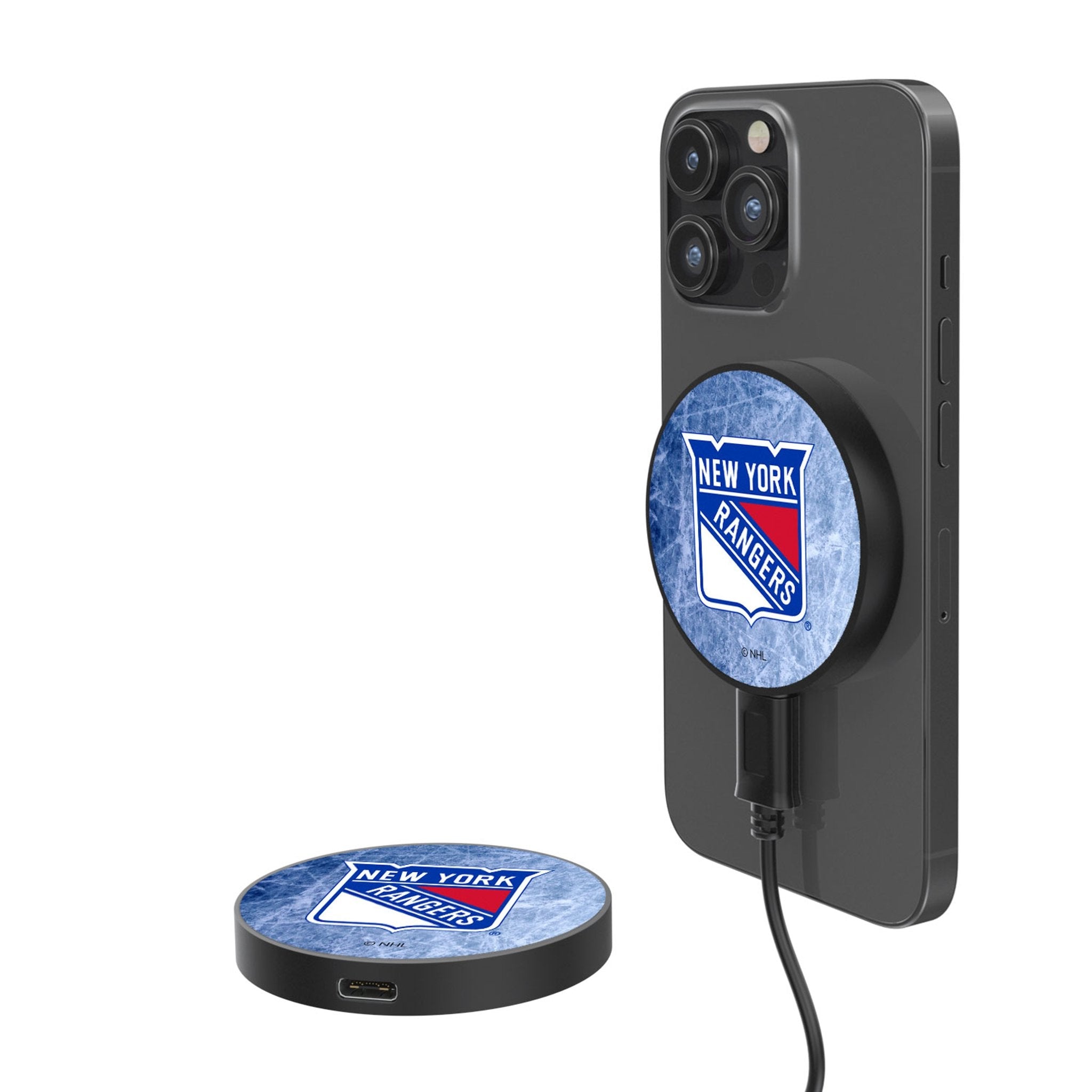 New York Rangers Ice Flood 15-Watt Wireless Magnetic Charger - Sports Gifts, Sports Memorabilia, Sports Collectibles, Fan Shop