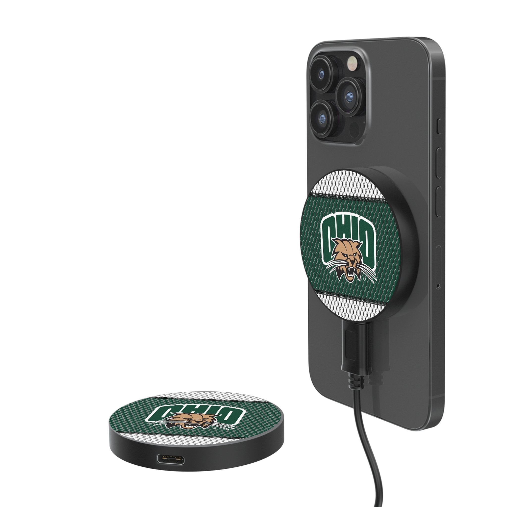Ohio University Bobcats Mesh 15-Watt Wireless Magnetic Charger - Sports Gifts, Sports Memorabilia, Sports Collectibles, Fan Shop