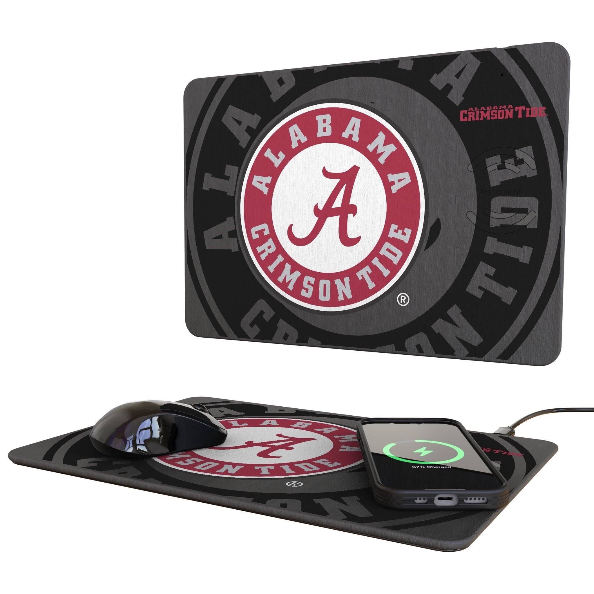 University of Alabama Crimson Tide Monocolor Tilt 15-Watt Wireless Charger and Mouse Pad - Sports Gifts, Sports Memorabilia, Sports Collectibles, Fan Shop