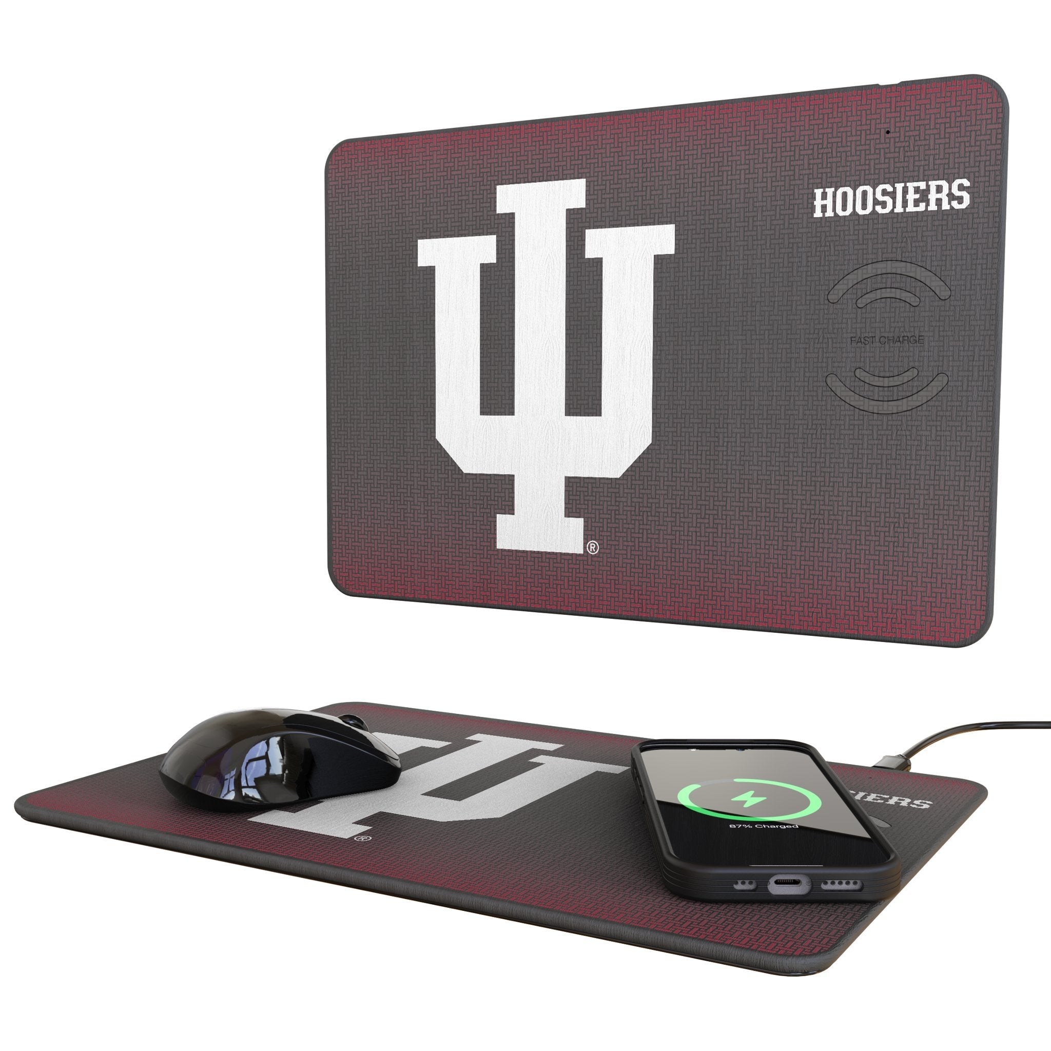 Indiana University Hoosiers Linen 15-Watt Wireless Charger and Mouse Pad - Sports Gifts, Sports Memorabilia, Sports Collectibles, Fan Shop
