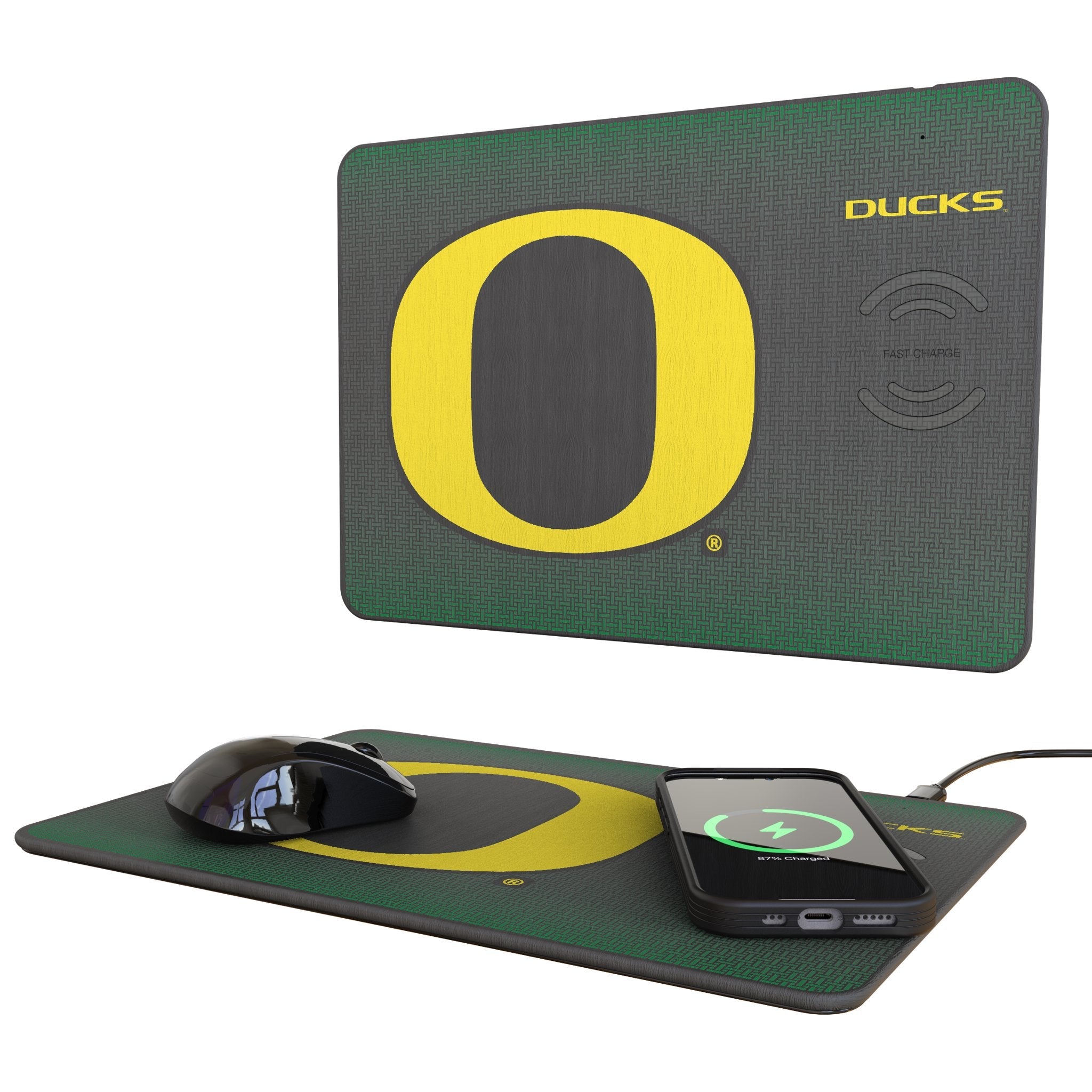 University of Oregon Ducks Linen 15-Watt Wireless Charger and Mouse Pad - Sports Gifts, Sports Memorabilia, Sports Collectibles, Fan Shop