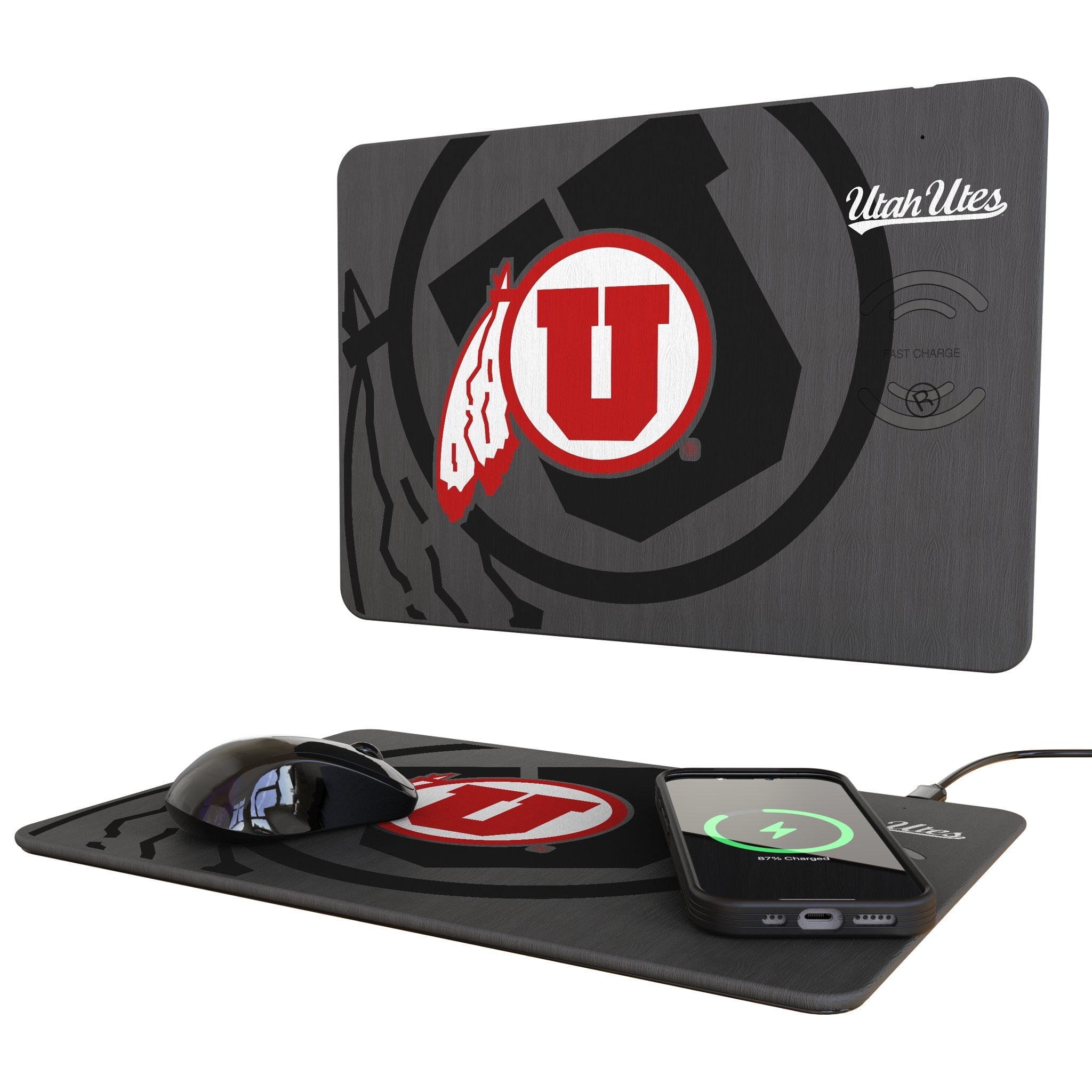 University of Utah Utes Monocolor Tilt 15-Watt Wireless Charger and Mouse Pad - Sports Gifts, Sports Memorabilia, Sports Collectibles, Fan Shop