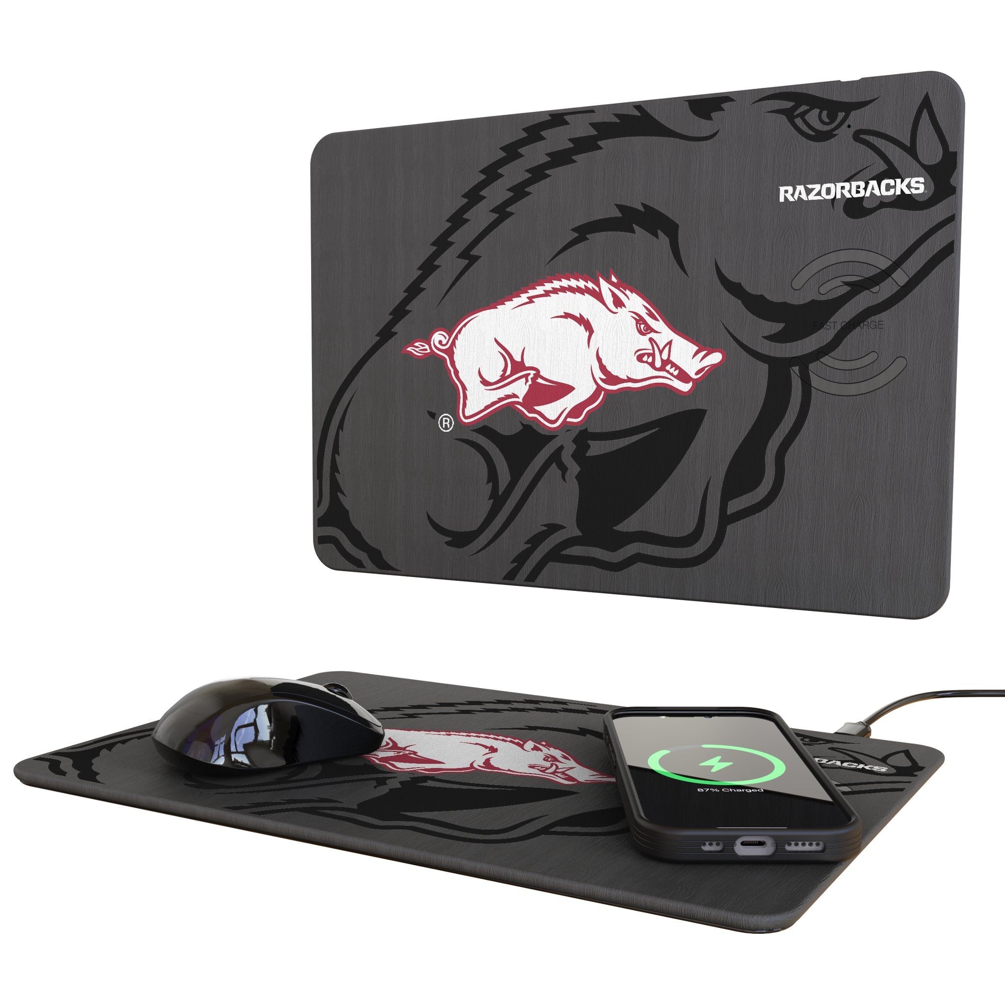 University of Arkansas Fayetteville Razorbacks Monocolor Tilt 15-Watt Wireless Charger and Mouse Pad - Sports Gifts, Sports Memorabilia, Sports Collectibles, Fan Shop