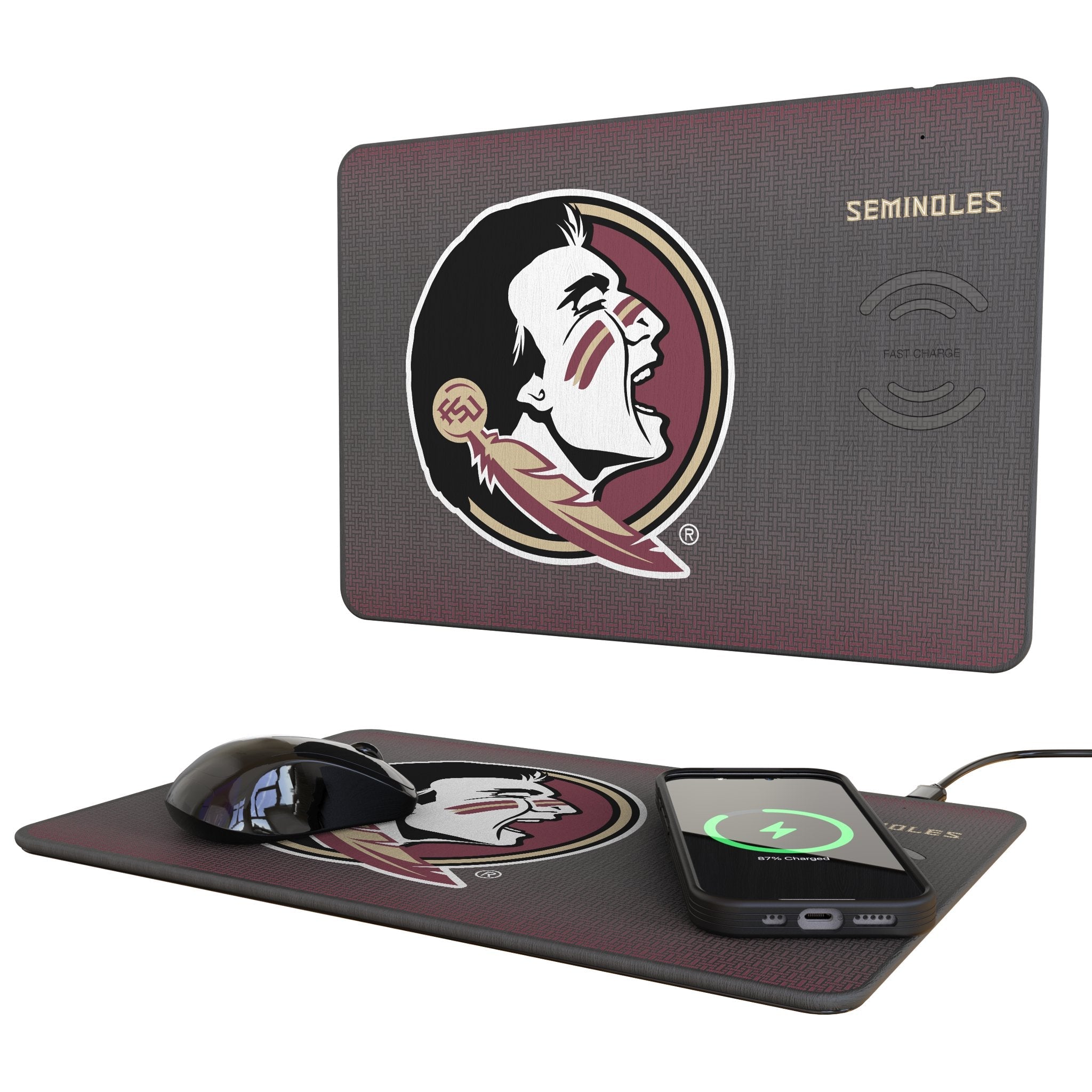 Florida State University Seminoles Linen 15-Watt Wireless Charger and Mouse Pad - Sports Gifts, Sports Memorabilia, Sports Collectibles, Fan Shop