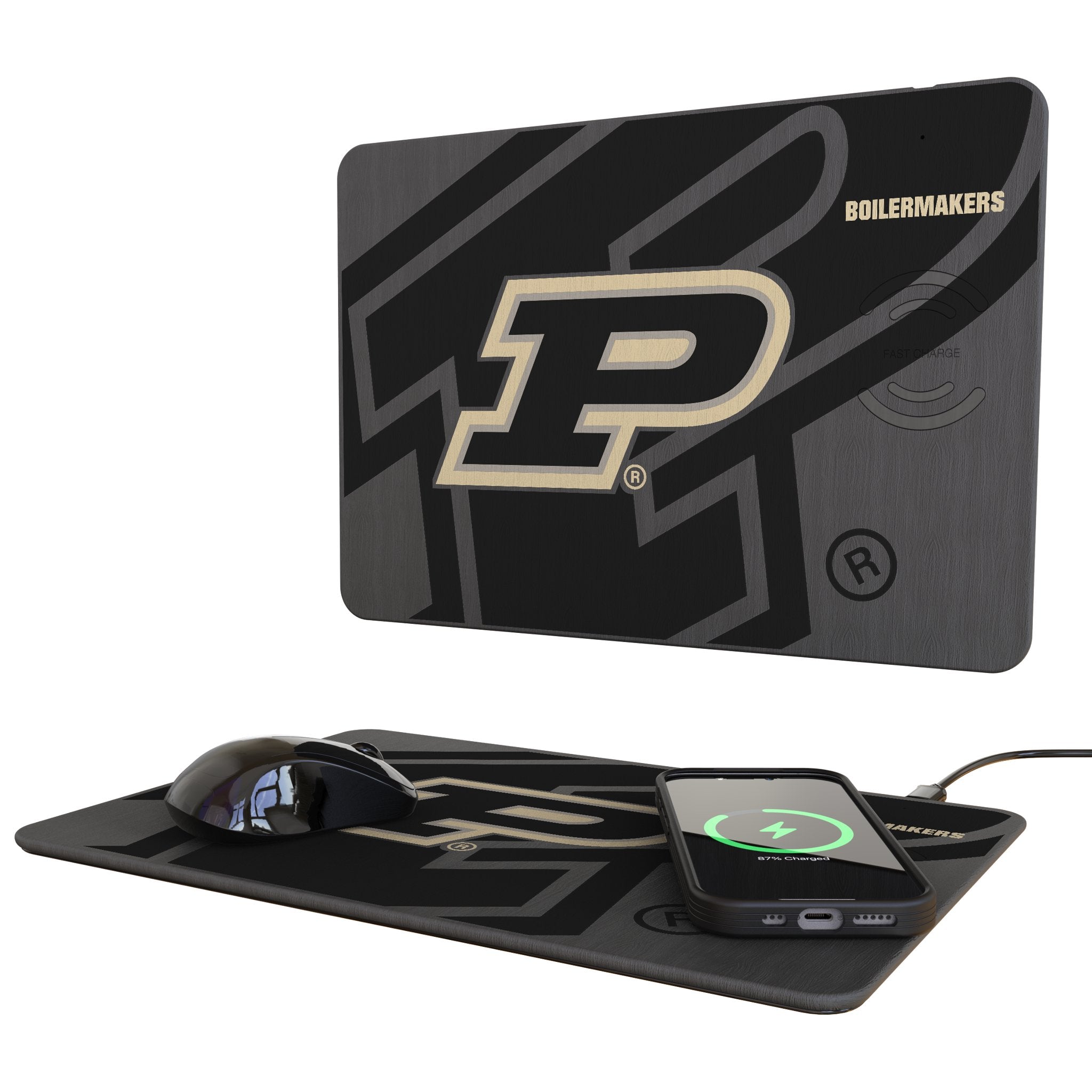 Purdue University Boilermakers Monocolor Tilt 15-Watt Wireless Charger and Mouse Pad - Sports Gifts, Sports Memorabilia, Sports Collectibles, Fan Shop