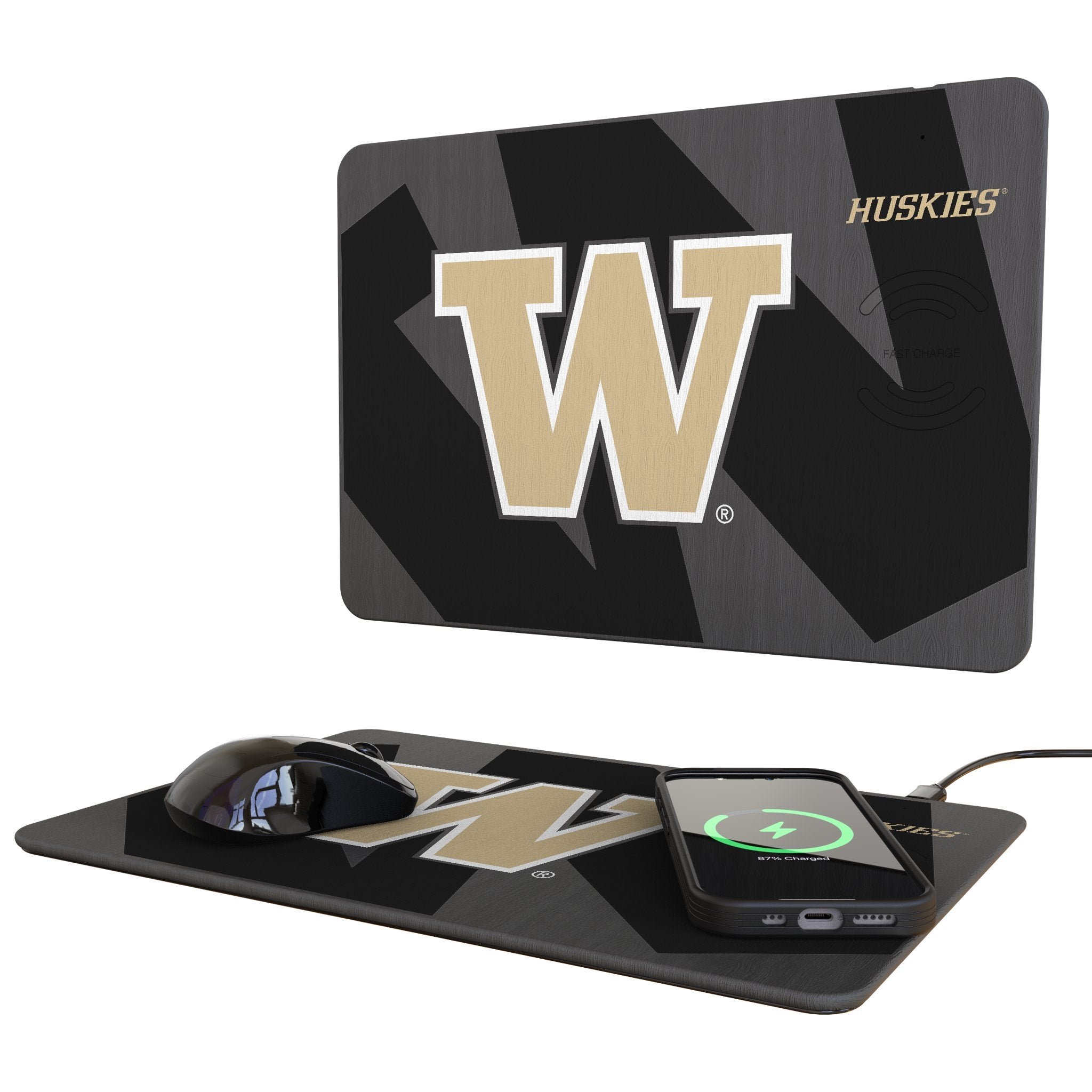 University of Washington Huskies Monocolor Tilt 15-Watt Wireless Charger and Mouse Pad - Sports Gifts, Sports Memorabilia, Sports Collectibles, Fan Shop