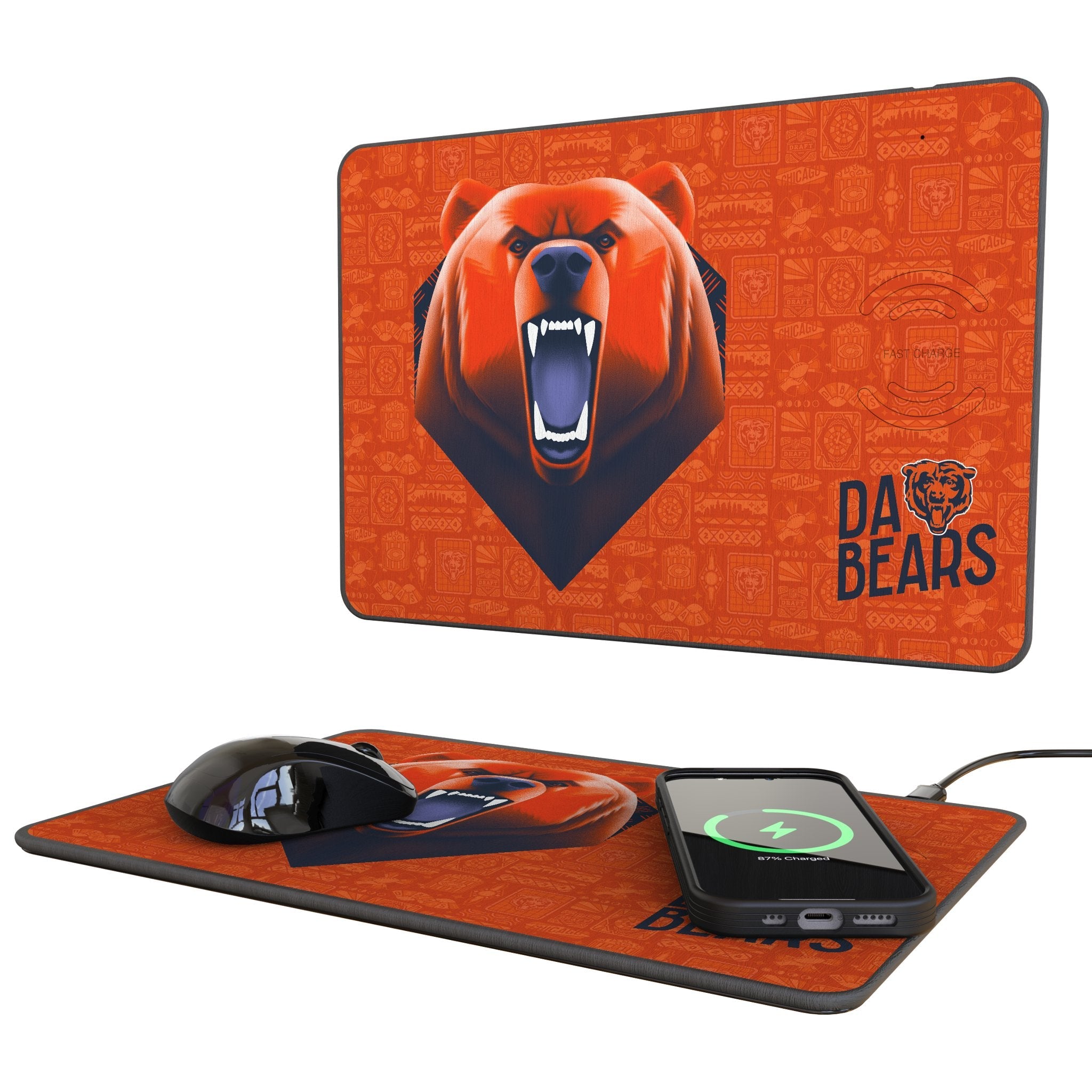 Chicago Bears 2024 Edition 15-Watt Wireless Charger and Mouse Pad - Sports Gifts, Sports Memorabilia, Sports Collectibles, Fan Shop