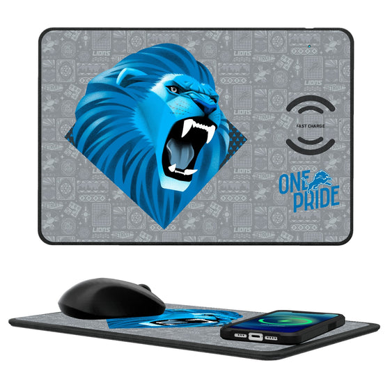Detroit Lions 2024 Illustrated Limited Edition 15-Watt Wireless Charger and Mouse Pad-0