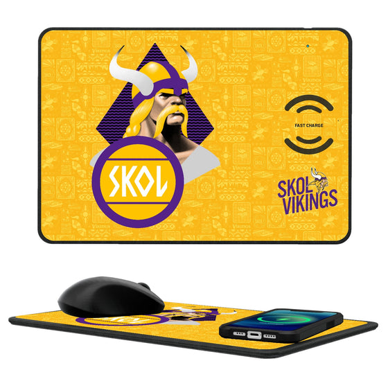 Minnesota Vikings 2024 Illustrated Limited Edition 15-Watt Wireless Charger and Mouse Pad-0