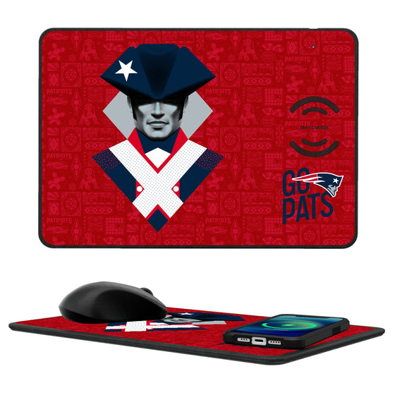 New England Patriots 2024 Illustrated Limited Edition 15-Watt Wireless Charger and Mouse Pad-0