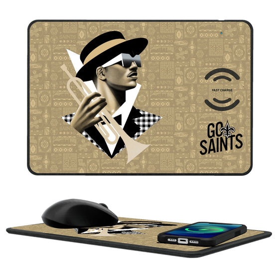 New Orleans Saints 2024 Illustrated Limited Edition 15-Watt Wireless Charger and Mouse Pad-0