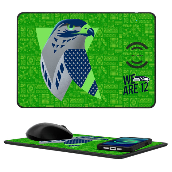 Seattle Seahawks 2024 Illustrated Limited Edition 15-Watt Wireless Charger and Mouse Pad-0