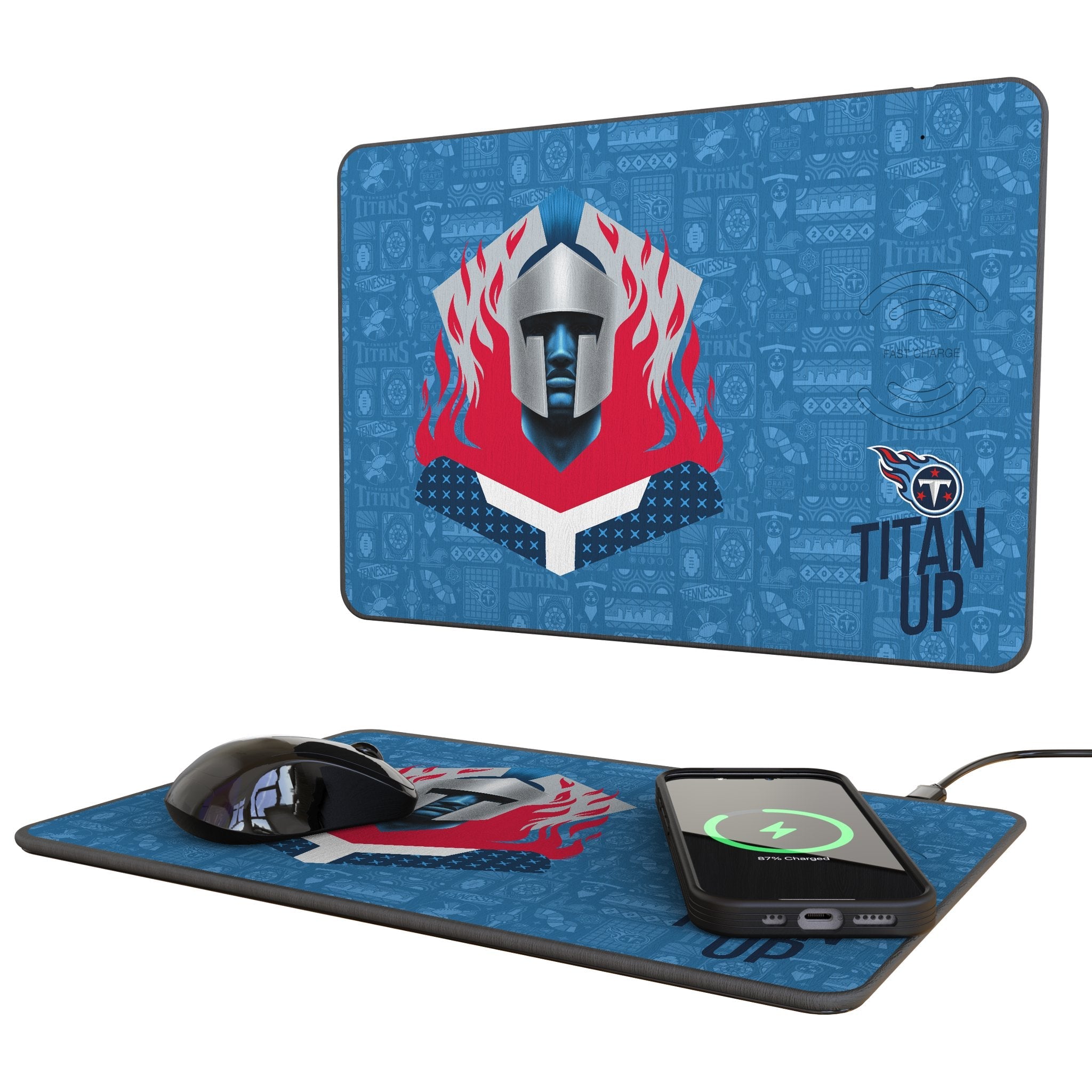 Tennessee Titans 2024 Edition 15-Watt Wireless Charger and Mouse Pad - Sports Gifts, Sports Memorabilia, Sports Collectibles, Fan Shop
