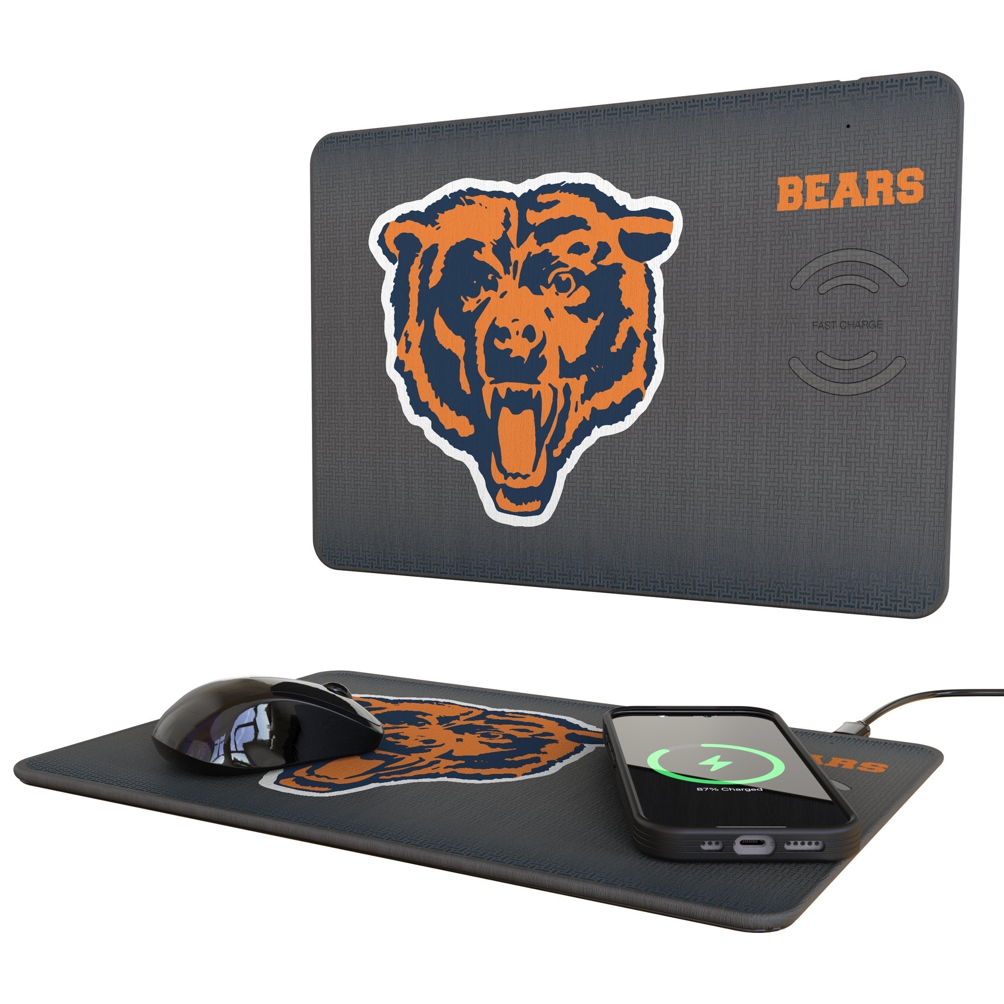 Chicago Bears 1946 Historic Collection Linen 15-Watt Wireless Charger and Mouse Pad - Sports Gifts, Sports Memorabilia, Sports Collectibles, Fan Shop