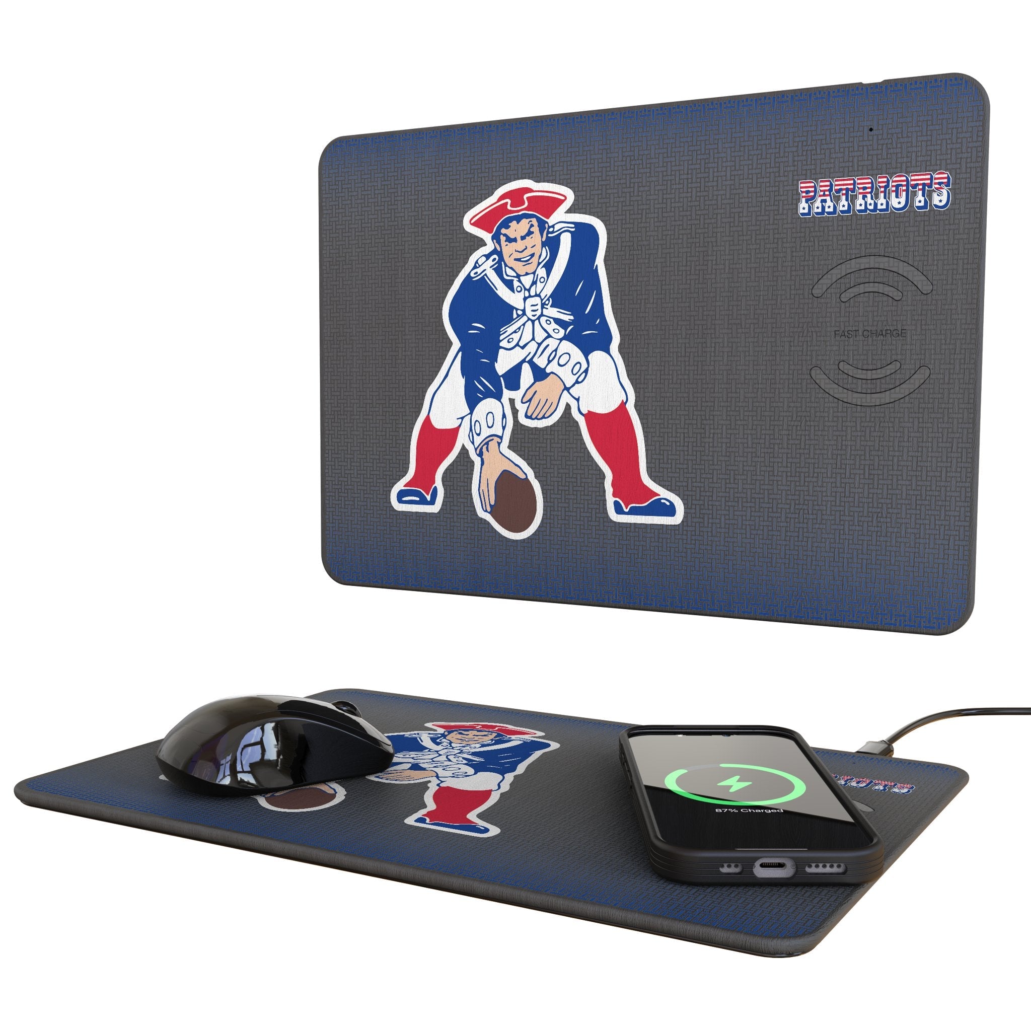 New England Patriots Historic Collection Linen 15-Watt Wireless Charger and Mouse Pad - Sports Gifts, Sports Memorabilia, Sports Collectibles, Fan Shop