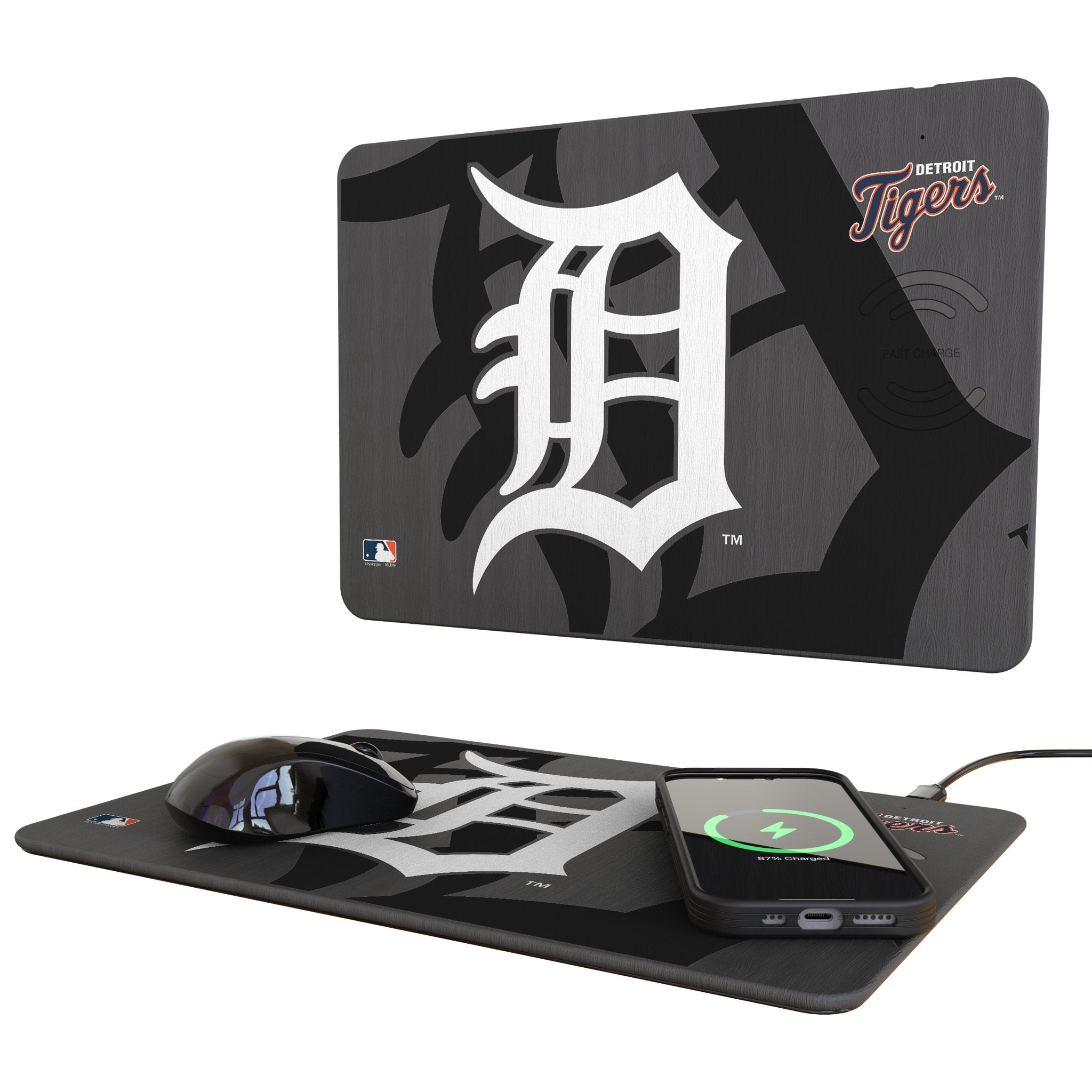 Detroit Tigers Monocolor Tilt 15-Watt Wireless Charger and Mouse Pad - Sports Gifts, Sports Memorabilia, Sports Collectibles, Fan Shop