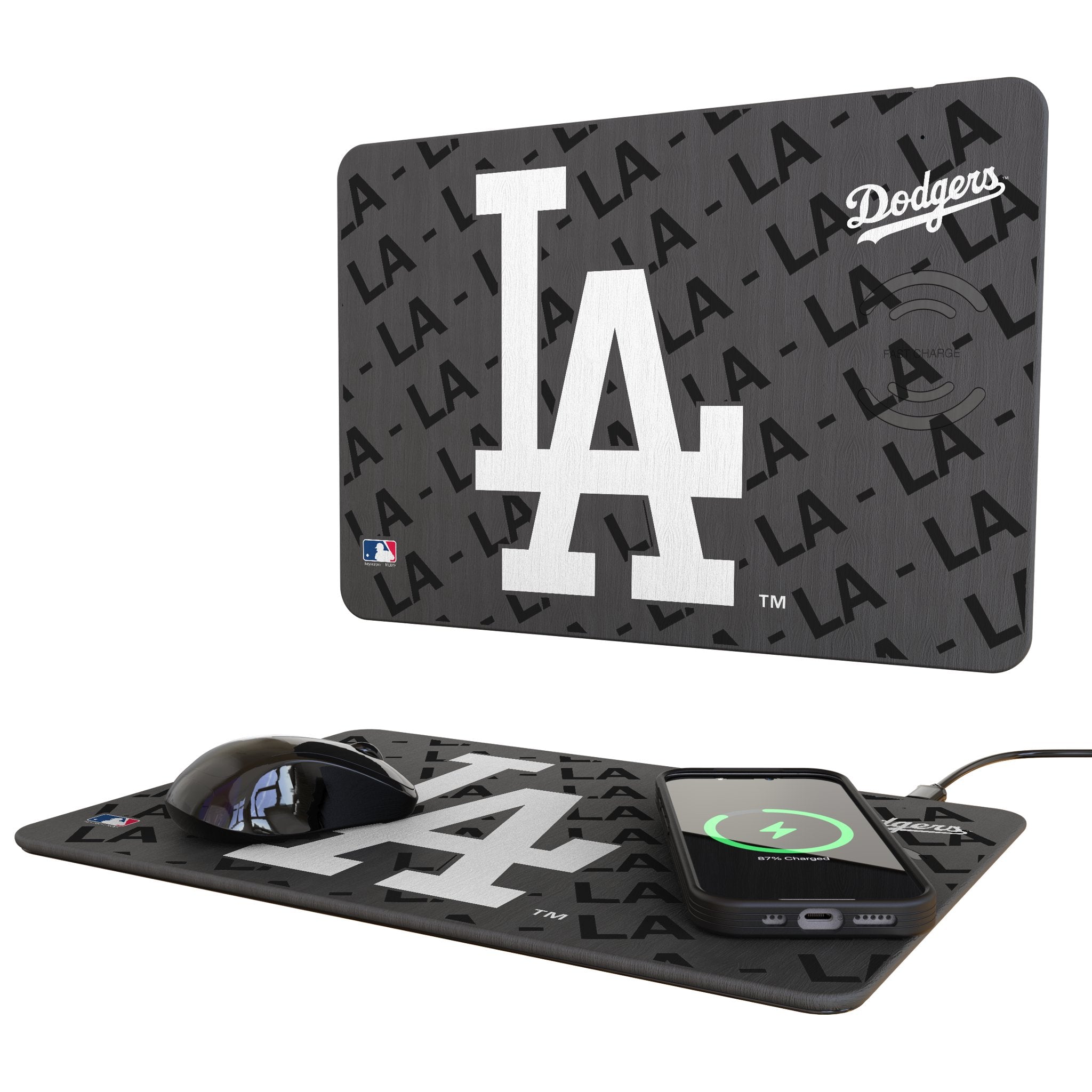 LA Dodgers Monocolor Tilt 15-Watt Wireless Charger and Mouse Pad - Sports Gifts, Sports Memorabilia, Sports Collectibles, Fan Shop
