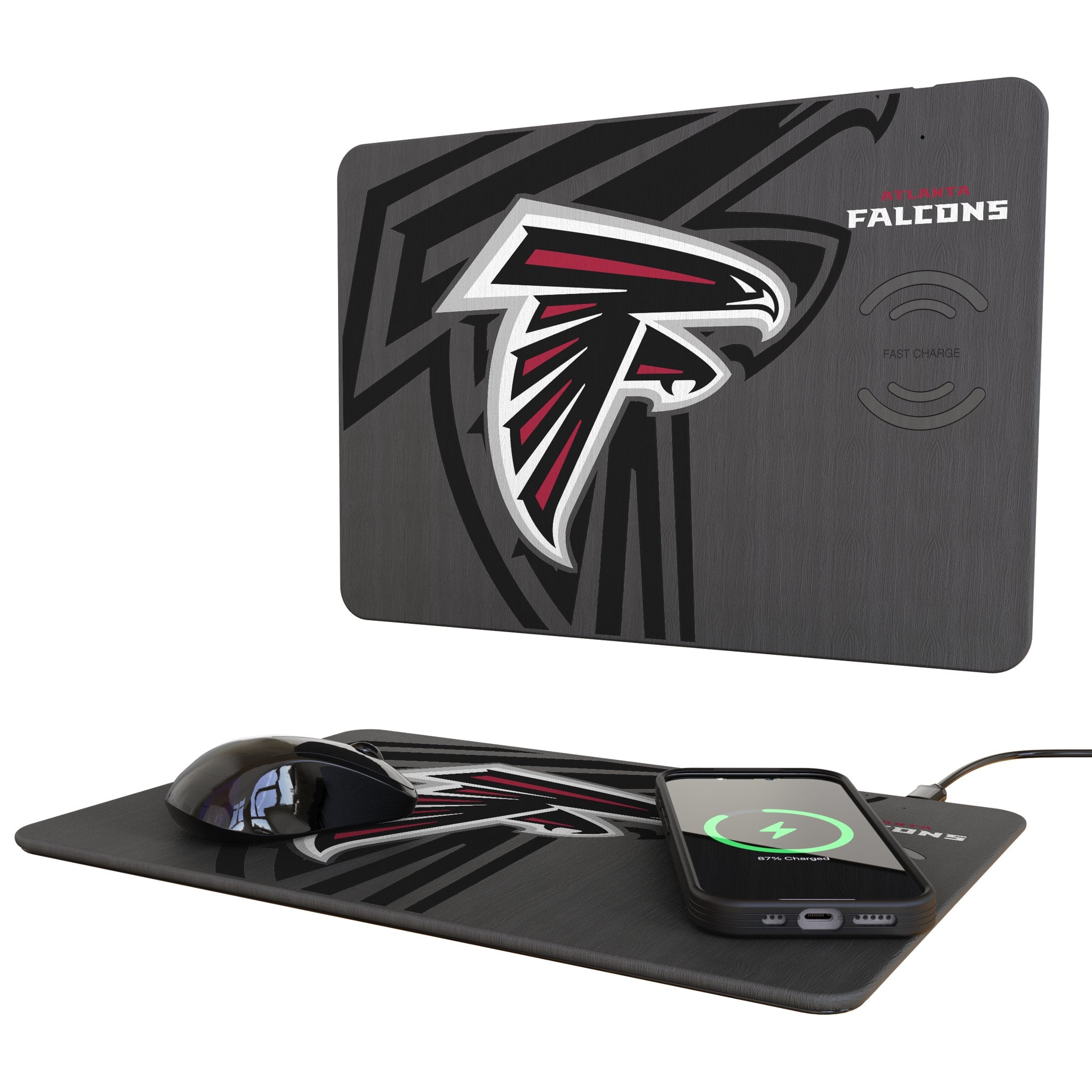 Atlanta Falcons Monocolor Tilt 15-Watt Wireless Charger and Mouse Pad - Sports Gifts, Sports Memorabilia, Sports Collectibles, Fan Shop