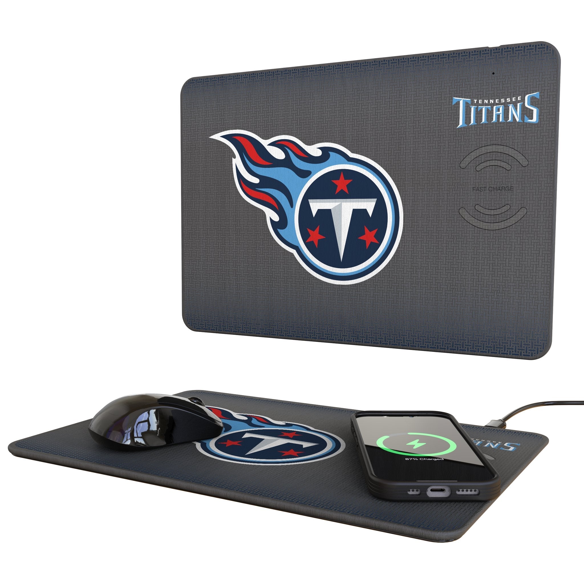 Tennessee Titans Linen 15-Watt Wireless Charger and Mouse Pad - Sports Gifts, Sports Memorabilia, Sports Collectibles, Fan Shop