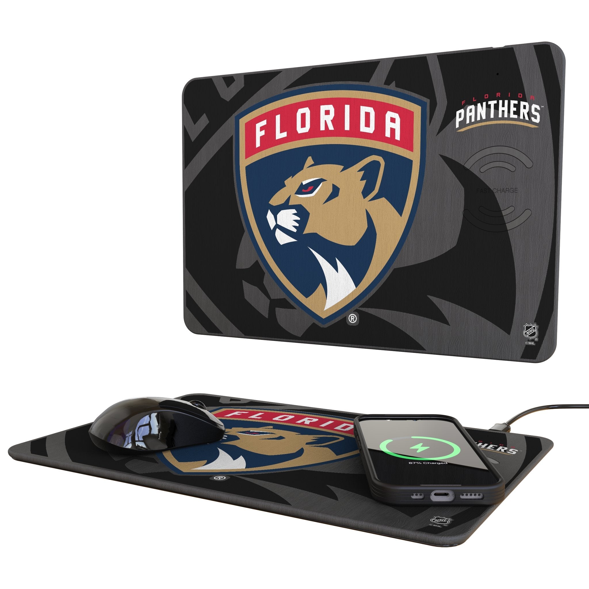 Florida Panthers Monocolor Tilt 15-Watt Wireless Charger and Mouse Pad - Sports Gifts, Sports Memorabilia, Sports Collectibles, Fan Shop