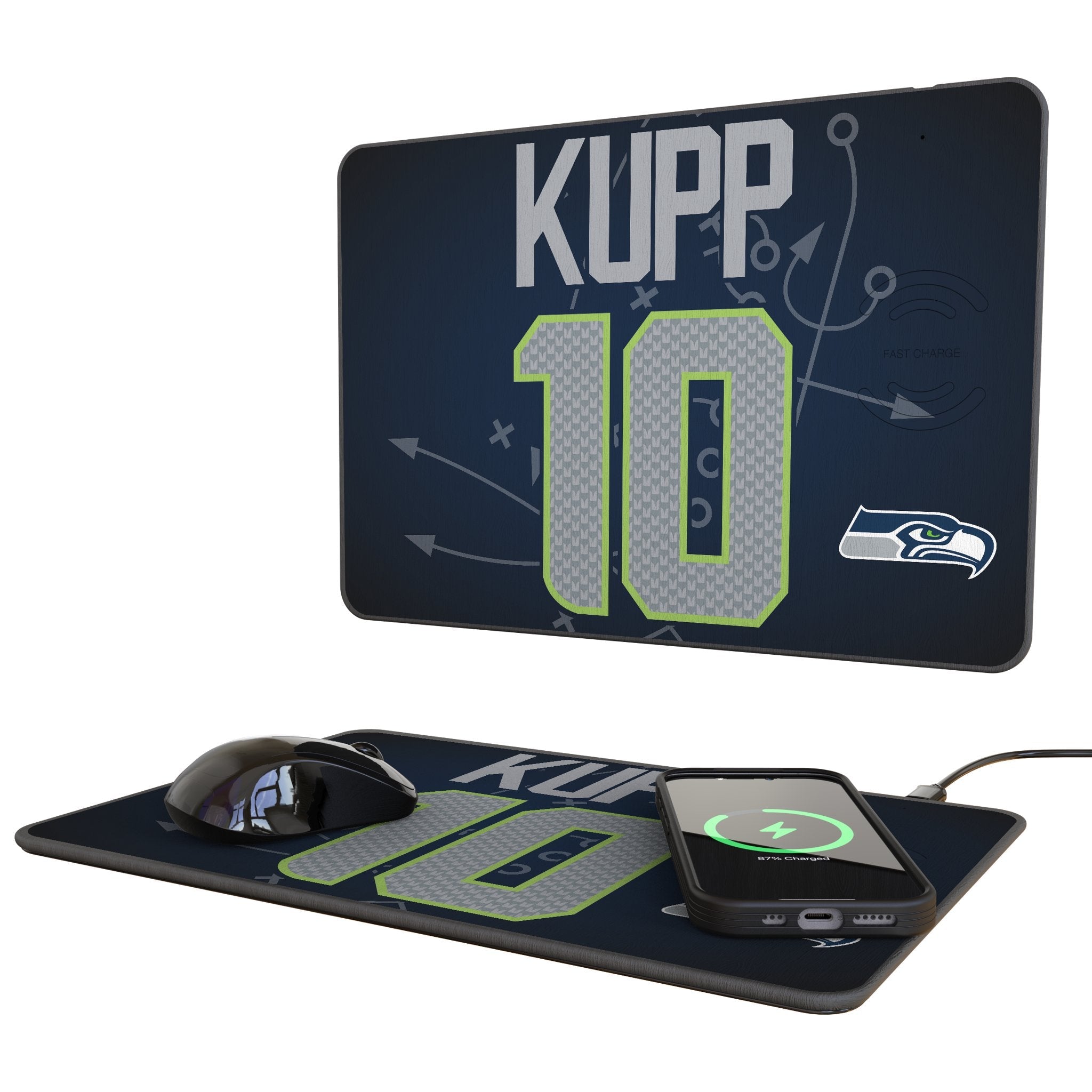 Cooper Kupp Seattle Seahawks 10 Game Tactic 15-Watt Wireless Charger and Mouse Pad - Sports Gifts, Sports Memorabilia, Sports Collectibles, Fan Shop