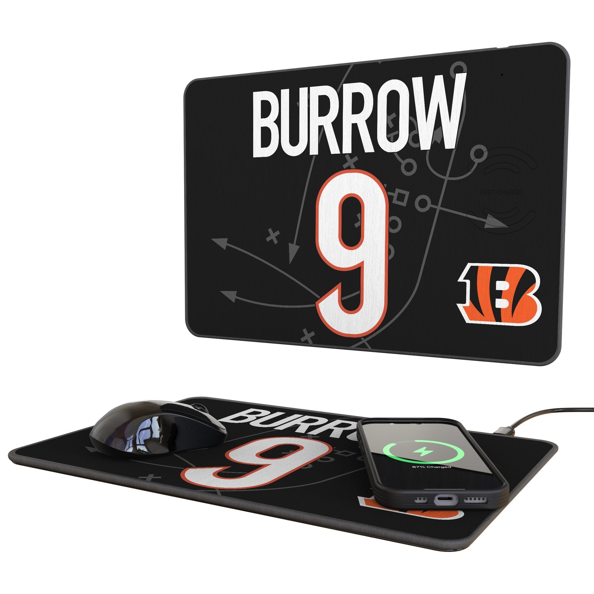 Joe Burrow Cincinnati Bengals 9 Game Tactic 15-Watt Wireless Charger and Mouse Pad - Sports Gifts, Sports Memorabilia, Sports Collectibles, Fan Shop