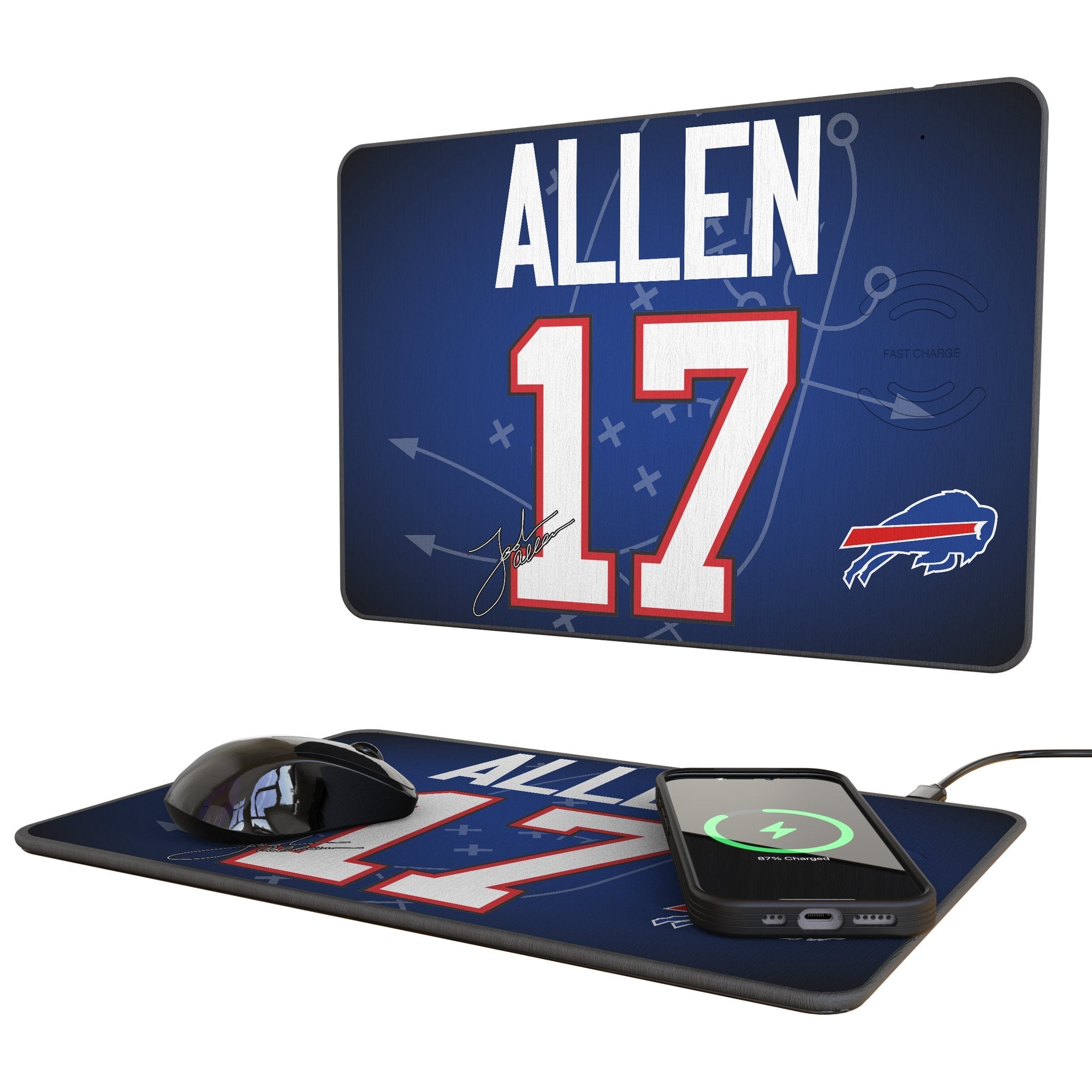 Josh Allen Buffalo Bills 17 Game Tactic 15-Watt Wireless Charger and Mouse Pad - Sports Gifts, Sports Memorabilia, Sports Collectibles, Fan Shop