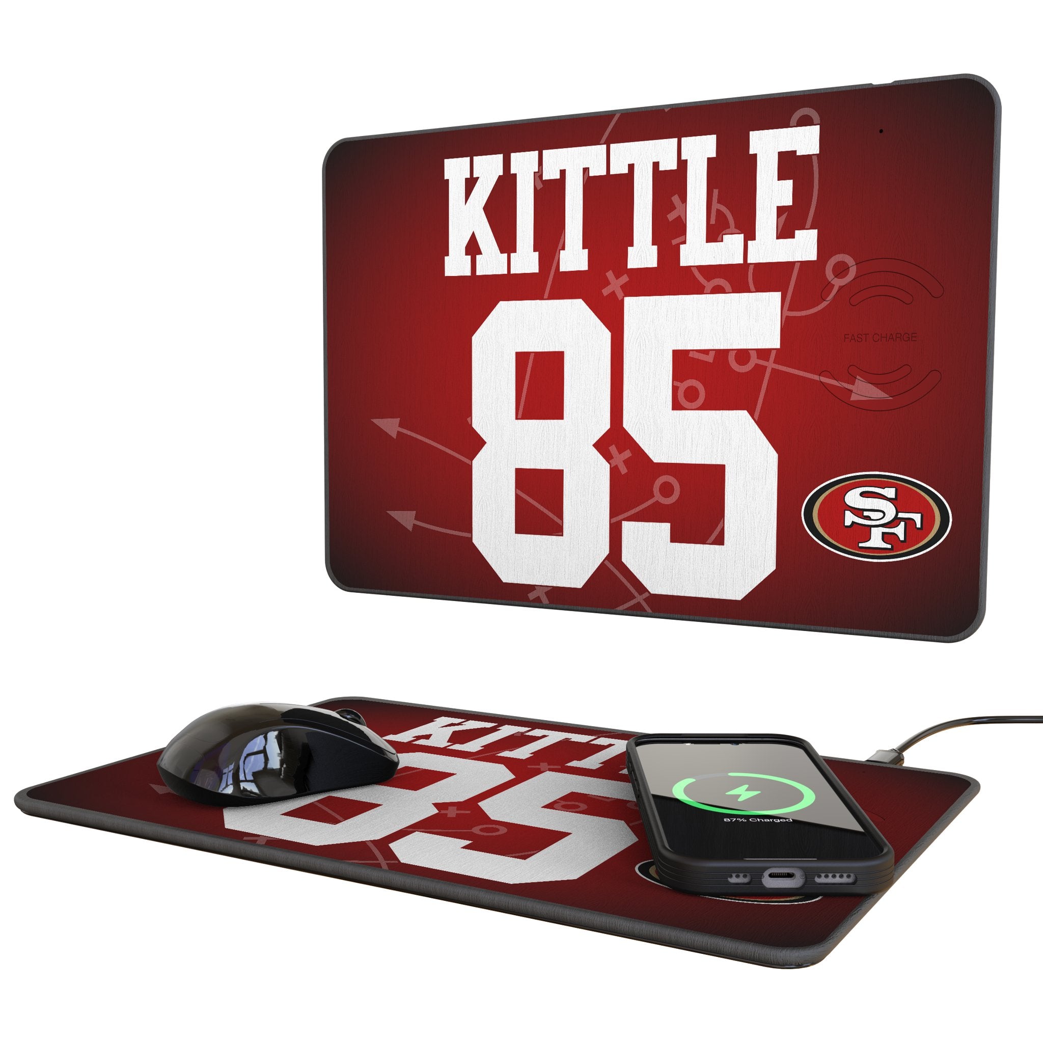George Kittle San Francisco 49ers 85 Game Tactic 15-Watt Wireless Charger and Mouse Pad - Sports Gifts, Sports Memorabilia, Sports Collectibles, Fan Shop