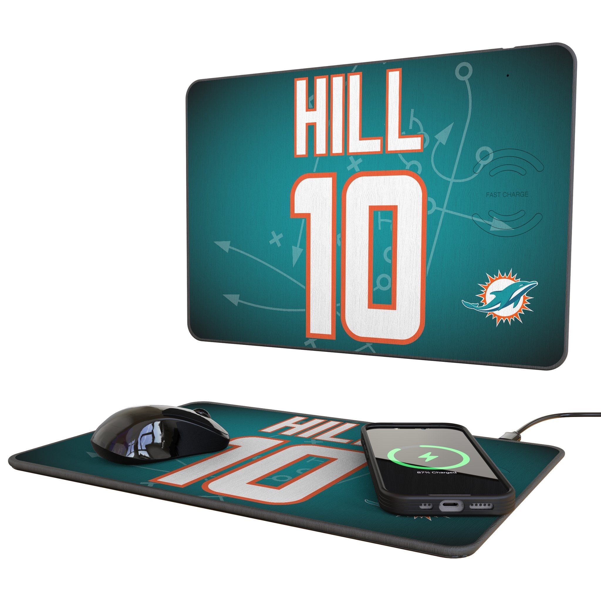 Tyreek Hill Miami Dolphins 10 Game Tactic 15-Watt Wireless Charger and Mouse Pad - Sports Gifts, Sports Memorabilia, Sports Collectibles, Fan Shop