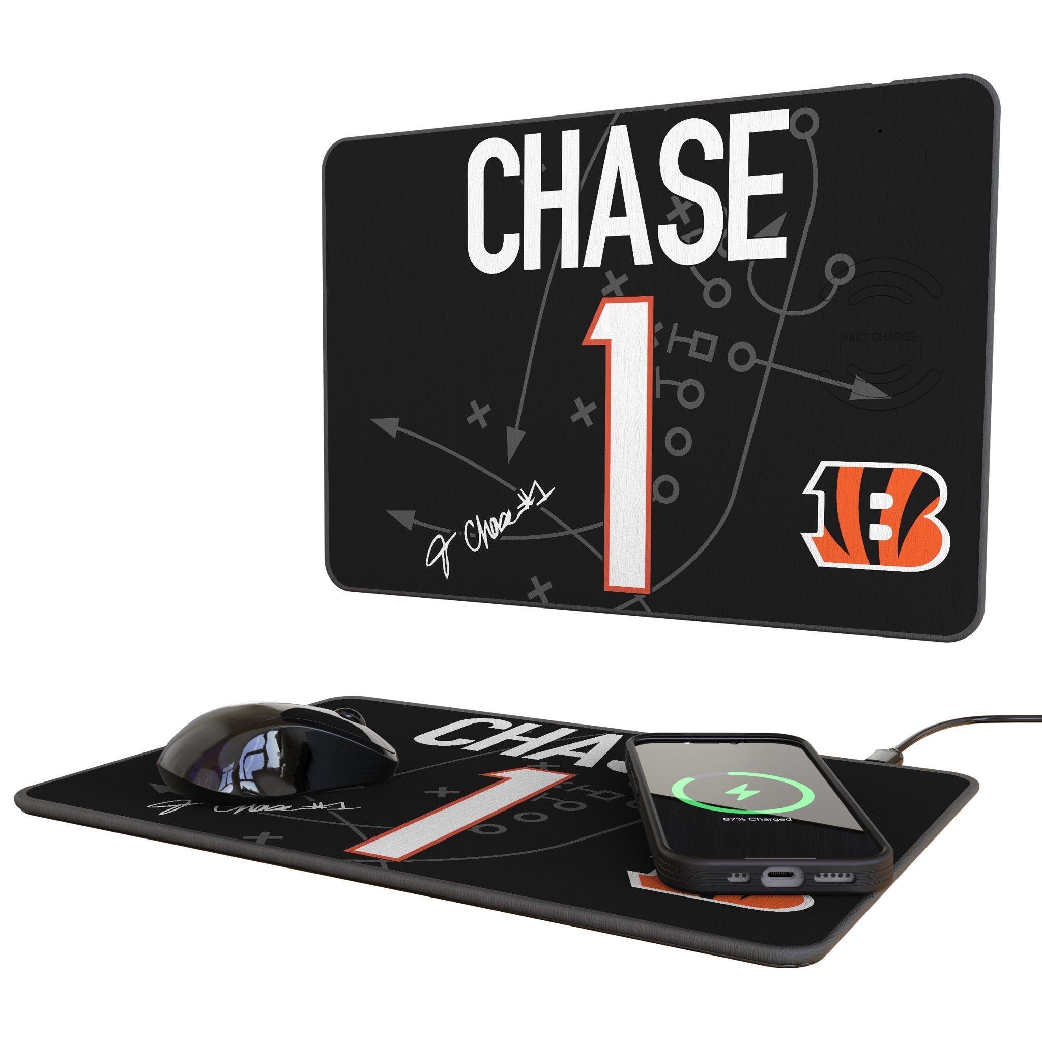 Ja'Marr Chase Cincinnati Bengals 1 Game Tactic 15-Watt Wireless Charger and Mouse Pad - Sports Gifts, Sports Memorabilia, Sports Collectibles, Fan Shop