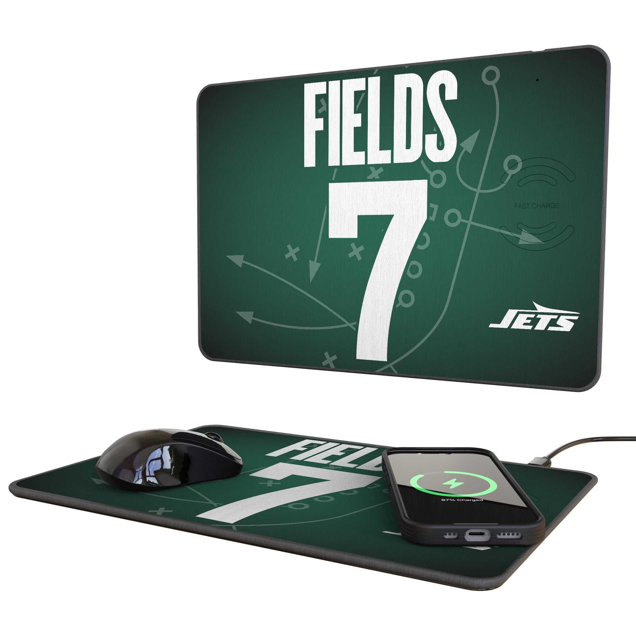 Justin Fields New York Jets 7 Game Tactic 15-Watt Wireless Charger and Mouse Pad - Sports Gifts, Sports Memorabilia, Sports Collectibles, Fan Shop